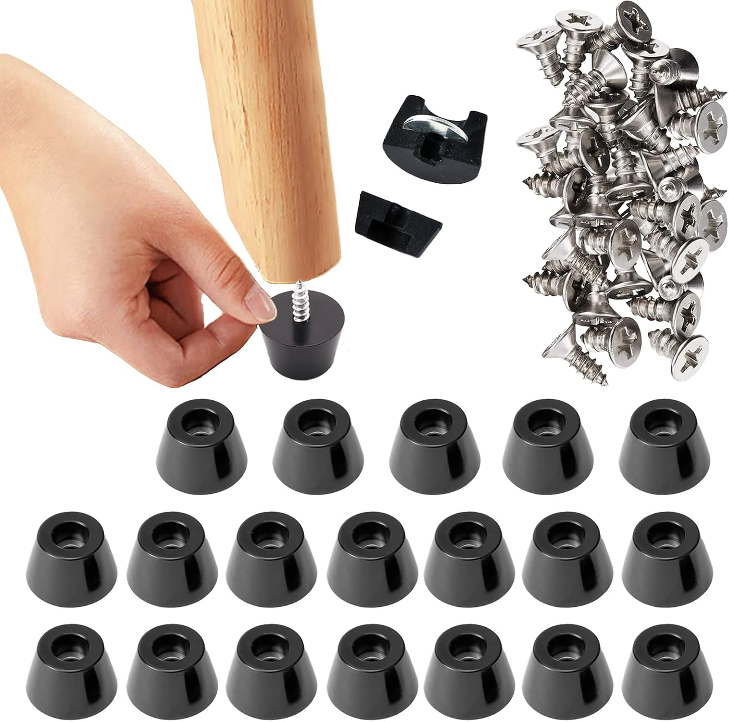 Zakora 20 Pack Rubber Bumper Feet with Stainless Washer and Screws, 0.3 X 0.59 (HD), Soft, Non Slip, Non Marking, Fine Grips for Appliances, Furniture, Electronics image number 1