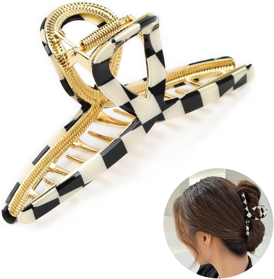Big Hair Claw Clip - Lattice Design Acetate Claw, Girl Metal Hair Clip, Perfect Big Hair Accessories for Long Thick Hair image number 3