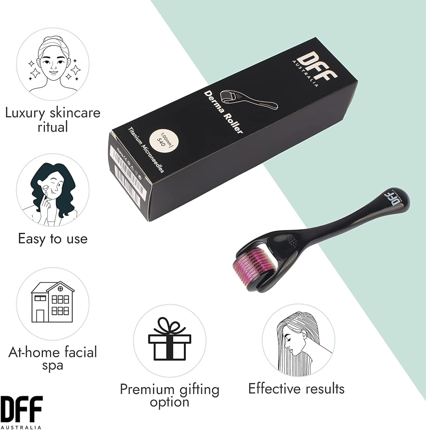 Direct from Factory 1.0Mm Derma Roller - 540 Titanium Microneedle Dermaroller for Face - Cosmetic Microneedling Instrument for Facial Skin Care - Massage Tools Professional image number 3