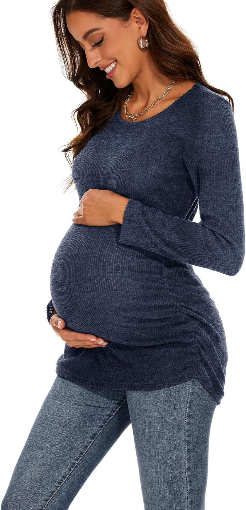 Smallshow Women'S Maternity Sweater Shirt Long Sleeve Pregnancy Top Clothes image number 2