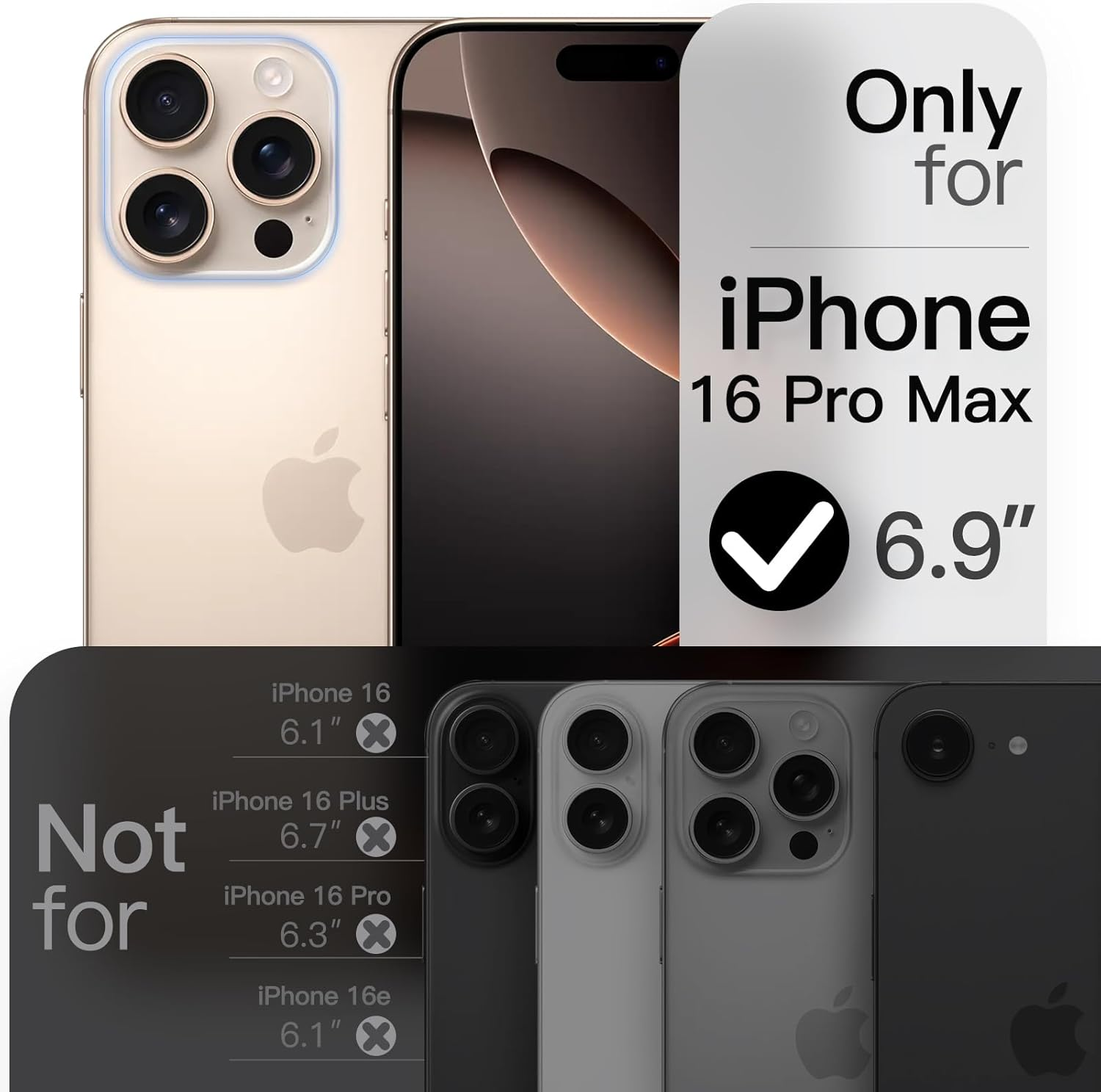 Jetech 360 Degree Rotatable Ring Case for Iphone 16 Pro Max 6.9-Inch with Camera Control Button, Compatible with Magsafe, Slim Shockproof Phone Cover with Stand & Ring Holder (Desert Titanium) - Natural Titanium image number 7