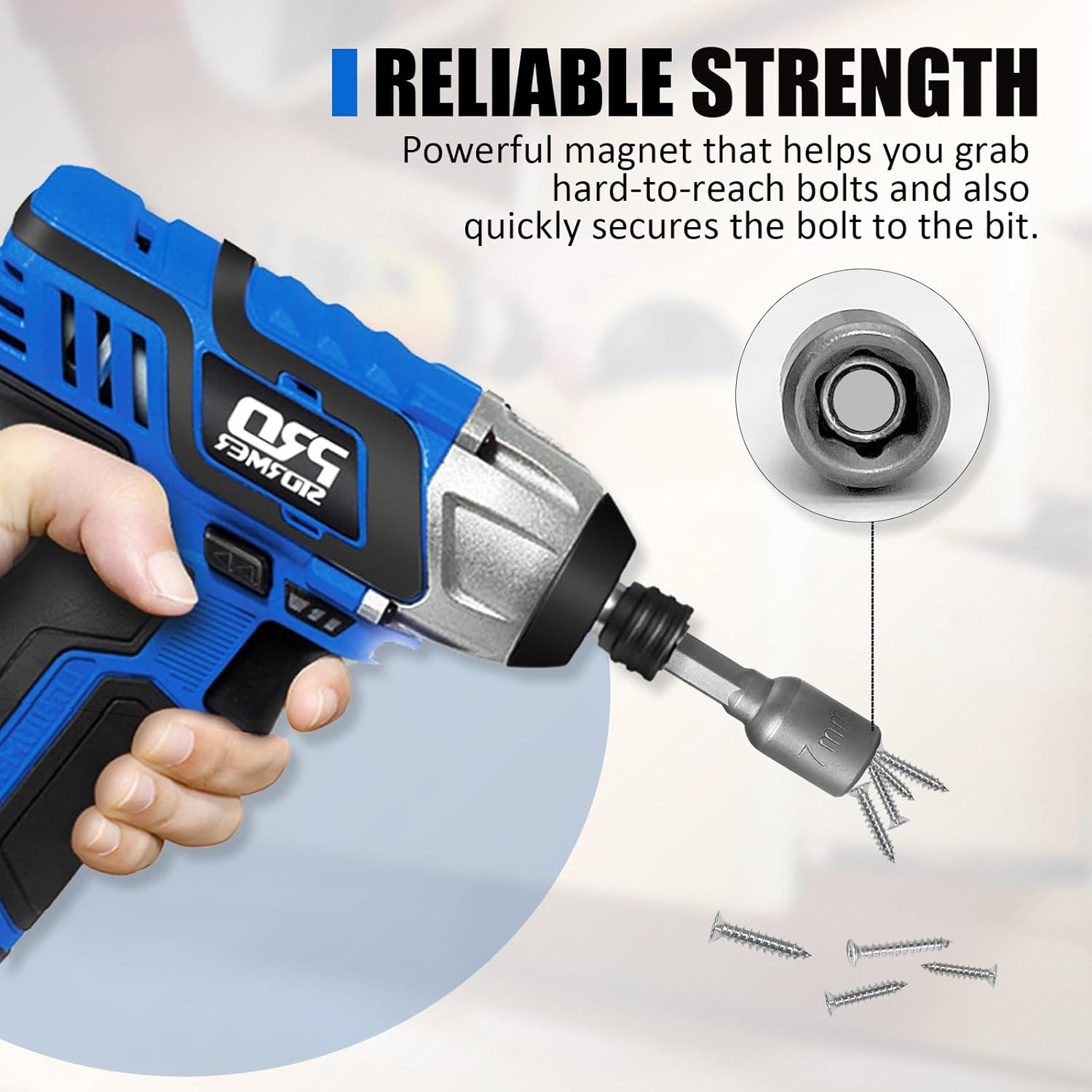 Hordion 2 Pcs Hex Nut Driver Bits 10Mm, 1/4" Hex Shank Quick-Change Power Nut Driver for Electric Drill image number 2