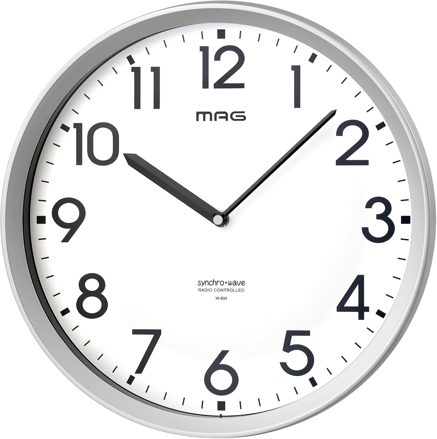 MAG W-768WH-Z Wall Clock, Radio Clock, Analog, Park, Step Second Hand, Night Second Hand Stop Function, White