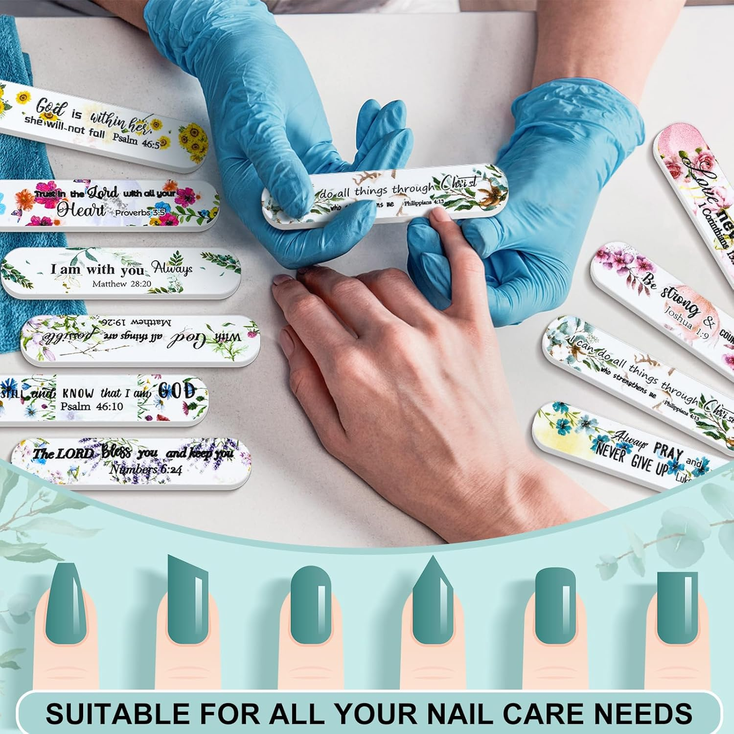 Lanties 50 Pack Christian Gifts for Women Scripture Mini Nail Files Christian Party Favors Bible Verse Emery Boards Religious Small Gifts for Teacher Mother Employee Staff Coworkers Office Supplies image number 5