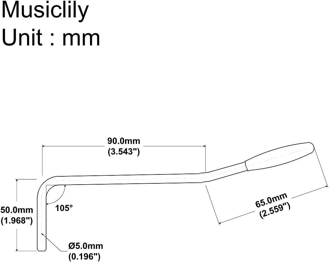 Musiclily Ultra 5Mm Push-In Style Full Solid Stainless Steel Tremolo Arm Whammy Bar Vibrato Arm for Korea Made Wilkinson Tremolo Bridge, Original Color with White Tip image number 4