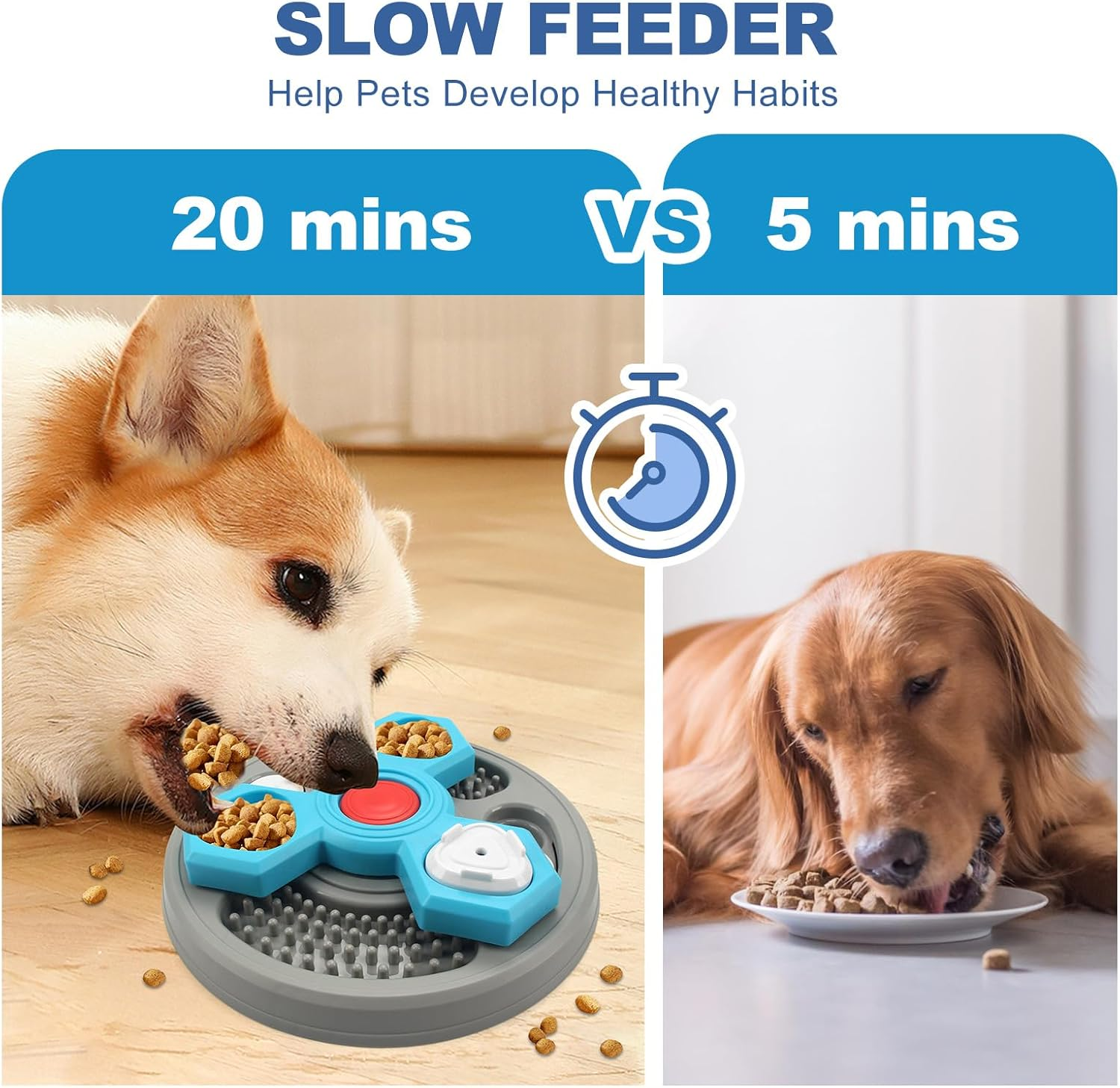 Dog Puzzle Toys, Slow Feeder and Lick Mat Bundle, Dogs Food Puzzle Feeder Toys with Enrichment for IQ Training, Slow Feeder for Small Dogs Boredom and Mentally Stimulating image number 2