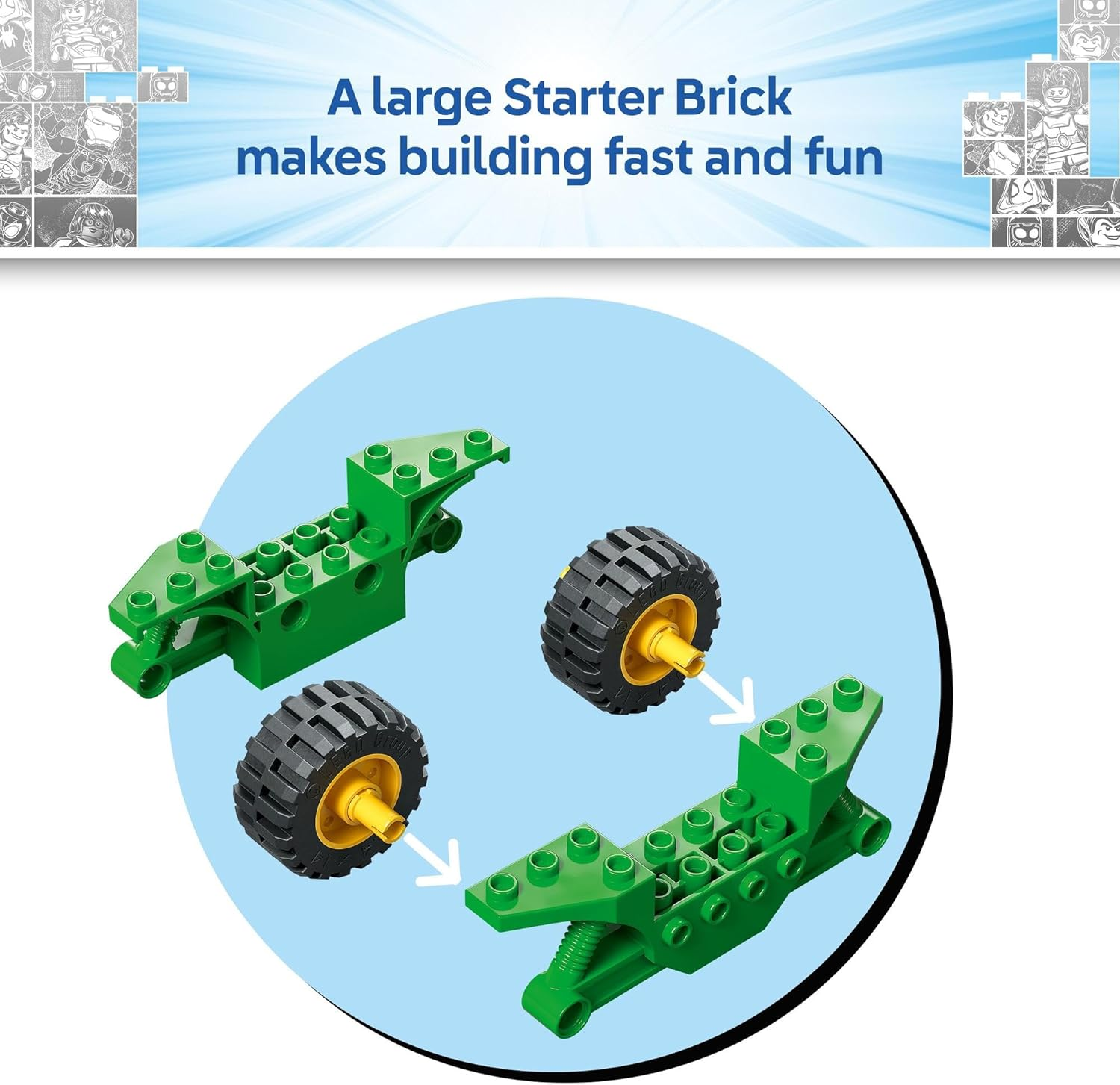 LEGO Marvel Spidey and His Amazing Friends Spin and Electro Dinosaur Chase Building Toy for 4+ Year Old, Creative Set with 2 Minifigures,Spiderman Superhero Car & Kids Toy Motorbike 11198 image number 4