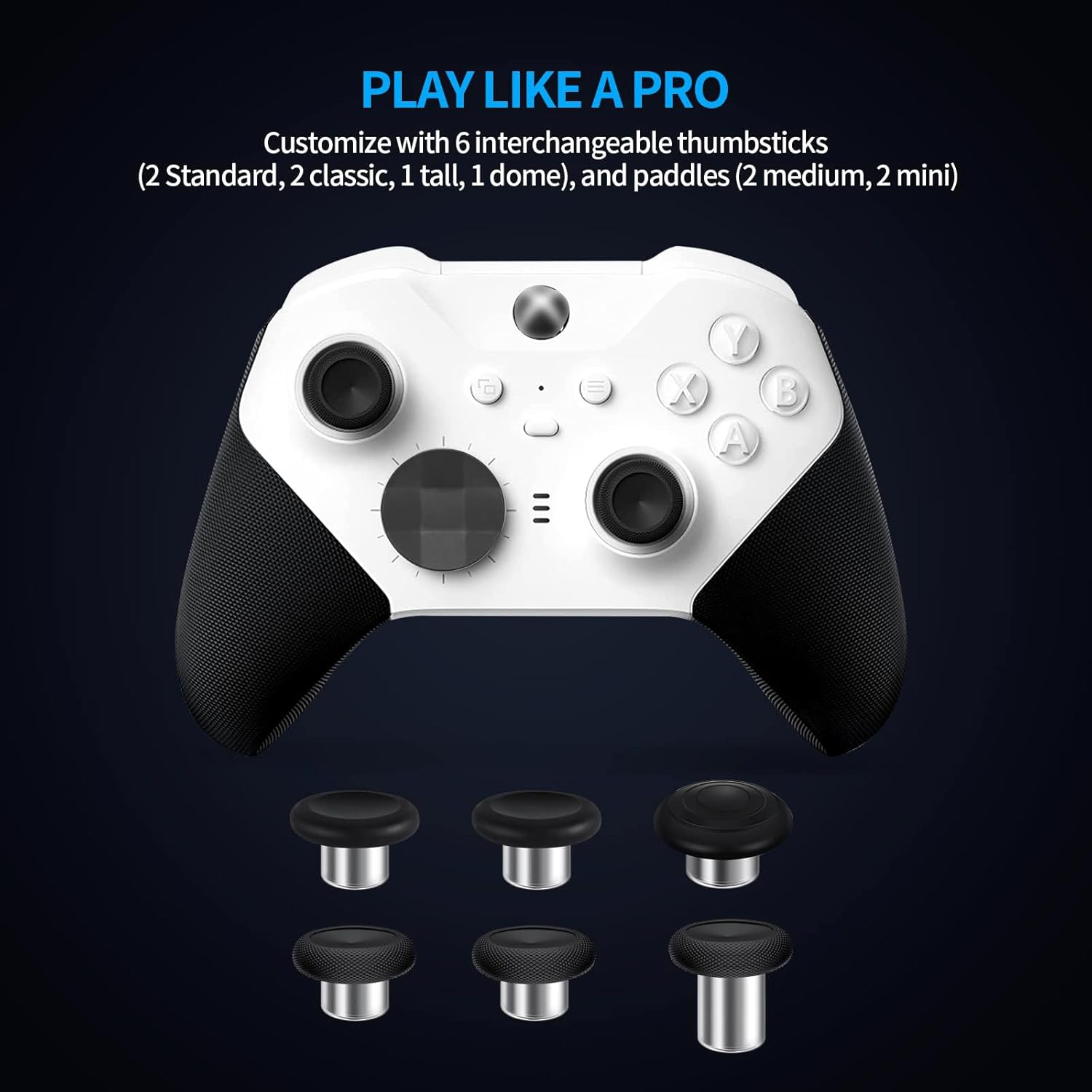 17 in 1 Accessories for Xbox Elite Controller Series 2 Metal Thumbsticks - Gaming Joystick Replacement Parts Kits for Xbox Elite Controller Series 2, Component Set with 2 D-Pads, 1 Unlock Tool (Gold)