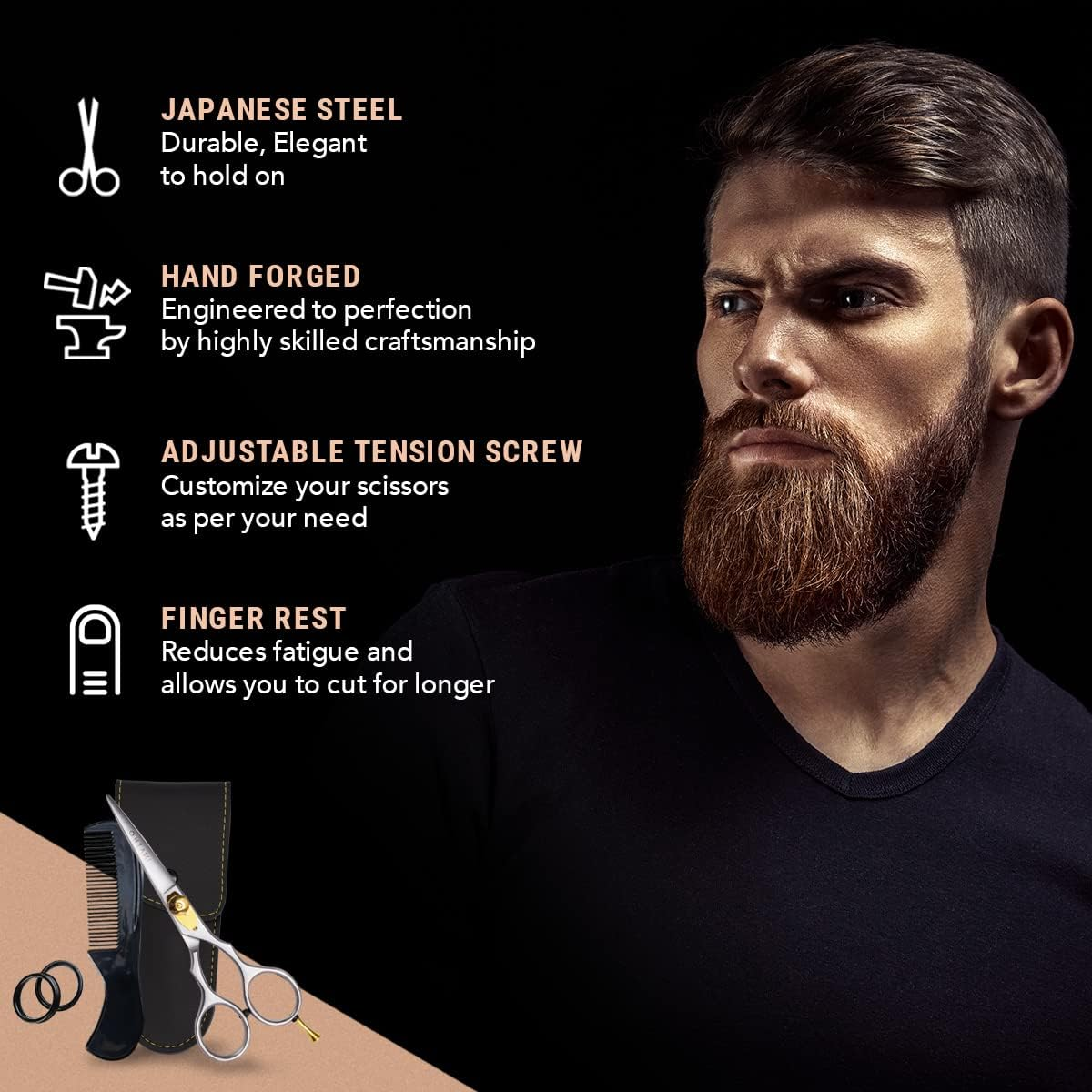 Premium Hand Forged Japanese Steel Hair Beard Mustache Scissors Cut Trim Groom Bangs Haircut image number 3