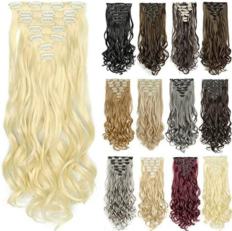IMISSU 22 Inch 7PCS Set Long Curly Clip in Hair Extensions Natural 16 Clips Full Head Hair Extension Hairpiece for Girl (Copper)