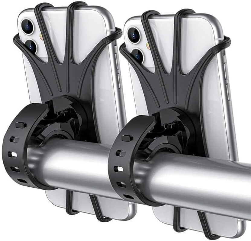 Bike Phone Holder&mdash;Elastic Silicone Build, Shockproof&mdash;For Bicycle/Electric Scooter Navigation&mdash;Ideal for Urban Riders, Fitness Lovers&mdash;Fits Electric Scooter Phone Holder (2Pcs, 360&deg; Rotatable image number 2