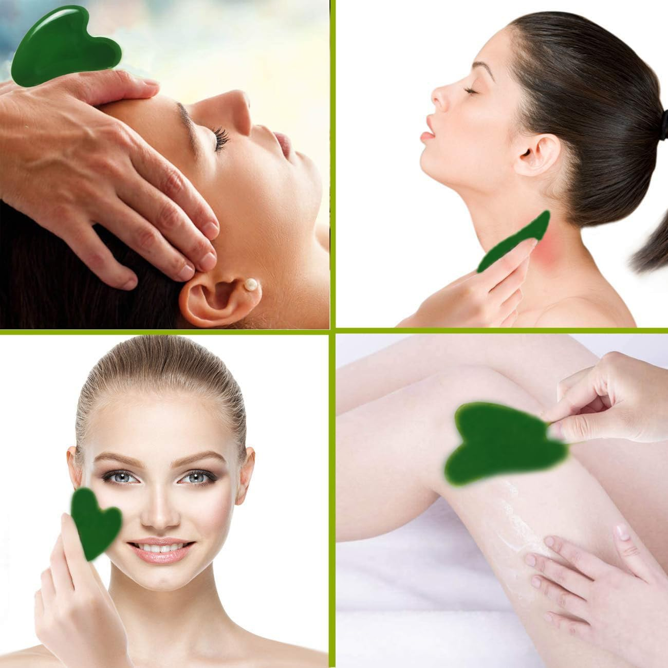 2 PCS Gua Sha Tool,Natural Jade Stone Gua Sha Tool and Stainless Steel Gua Sha Facial Tools for Face and Body SPA, Gua Sha Scraping Massage Tool for Prevents Wrinkles image number 3