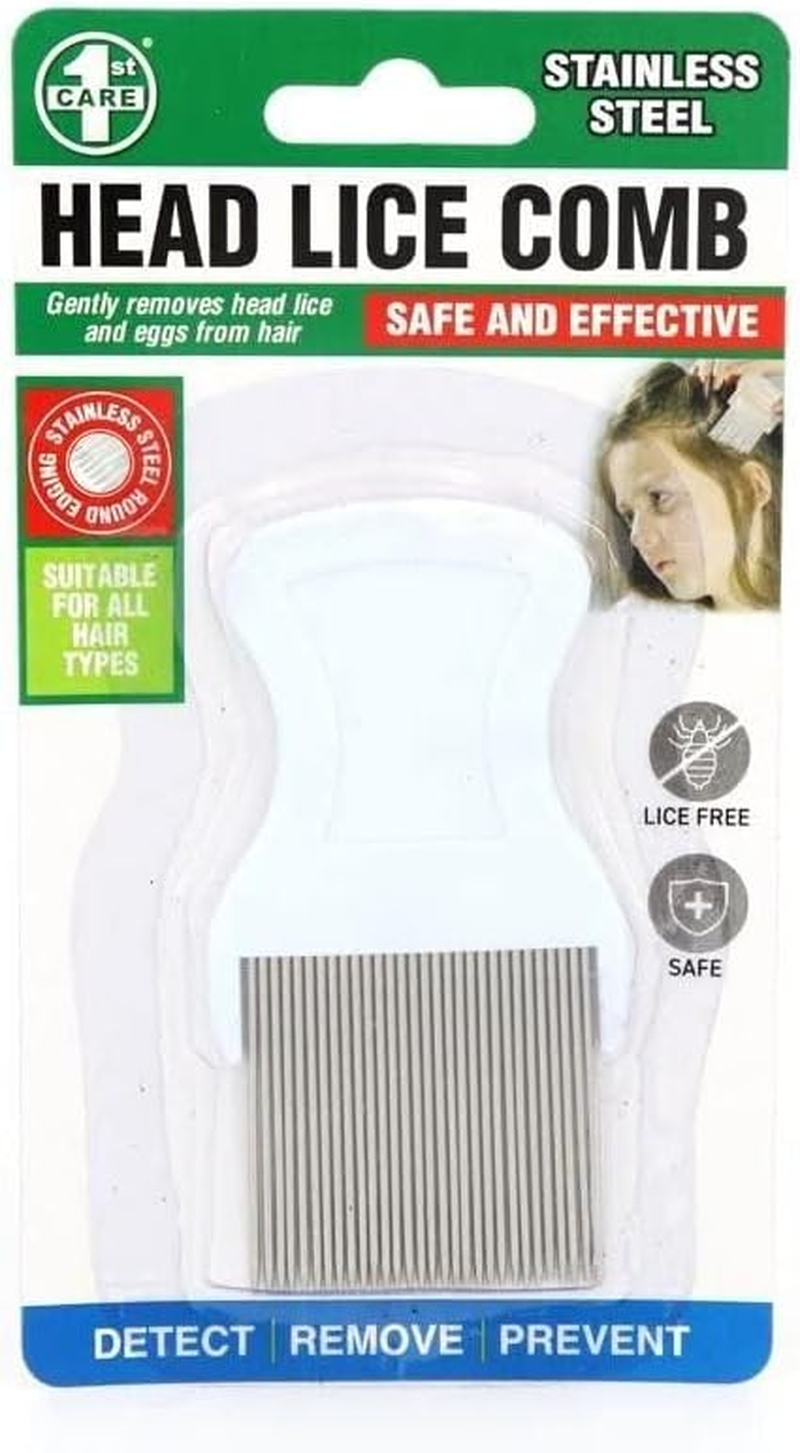 Hair Lice Comb Stainless Steel Teeth White PP Handle All Hair Types 9.5 X 4.5Cm image number 2