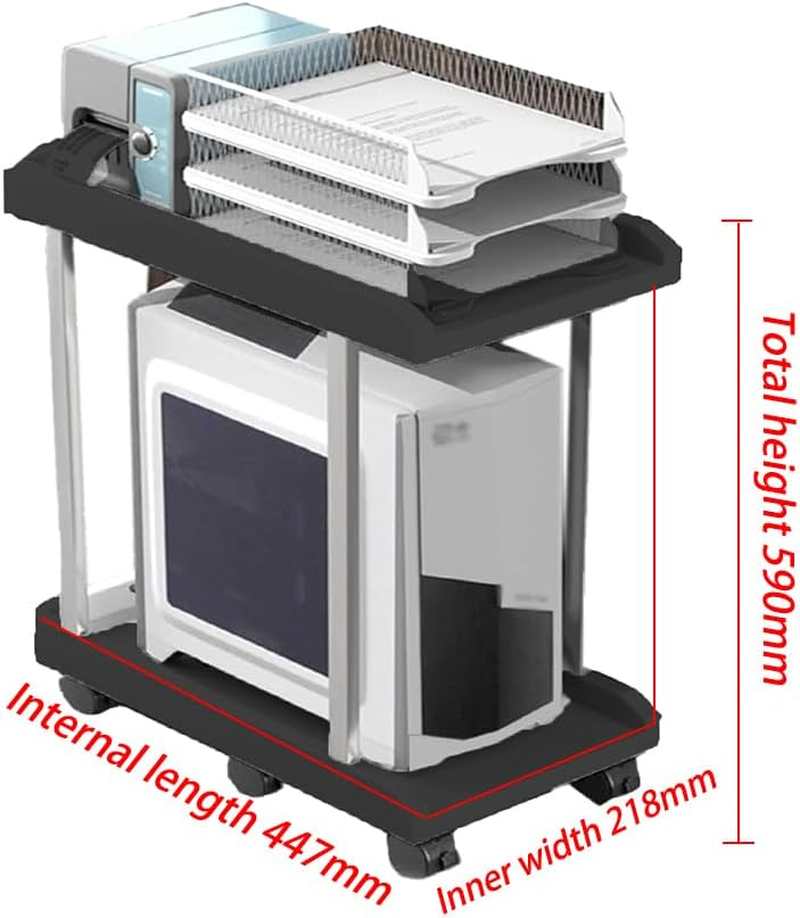 Computer Tower Stand, 2-Tier Stand with Lockable Wheels under Desk for Office Home, Mobile Printer Stands with Rolling Caster Wheels, with Stable Metal Frame, for Home Office Tower Stands image number 6