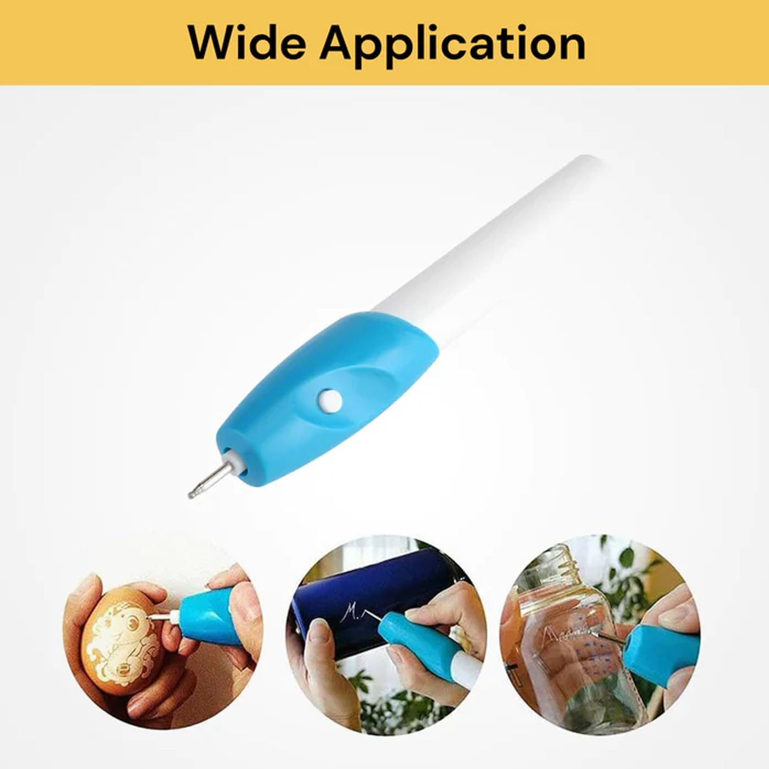 EZONEDEAL Cordless Electric Precision Etching Engraving Carving Engraved Pen Graver Engrave Pen Engraver Tool Simple and Sophisticated Design-White + Blue image number 1