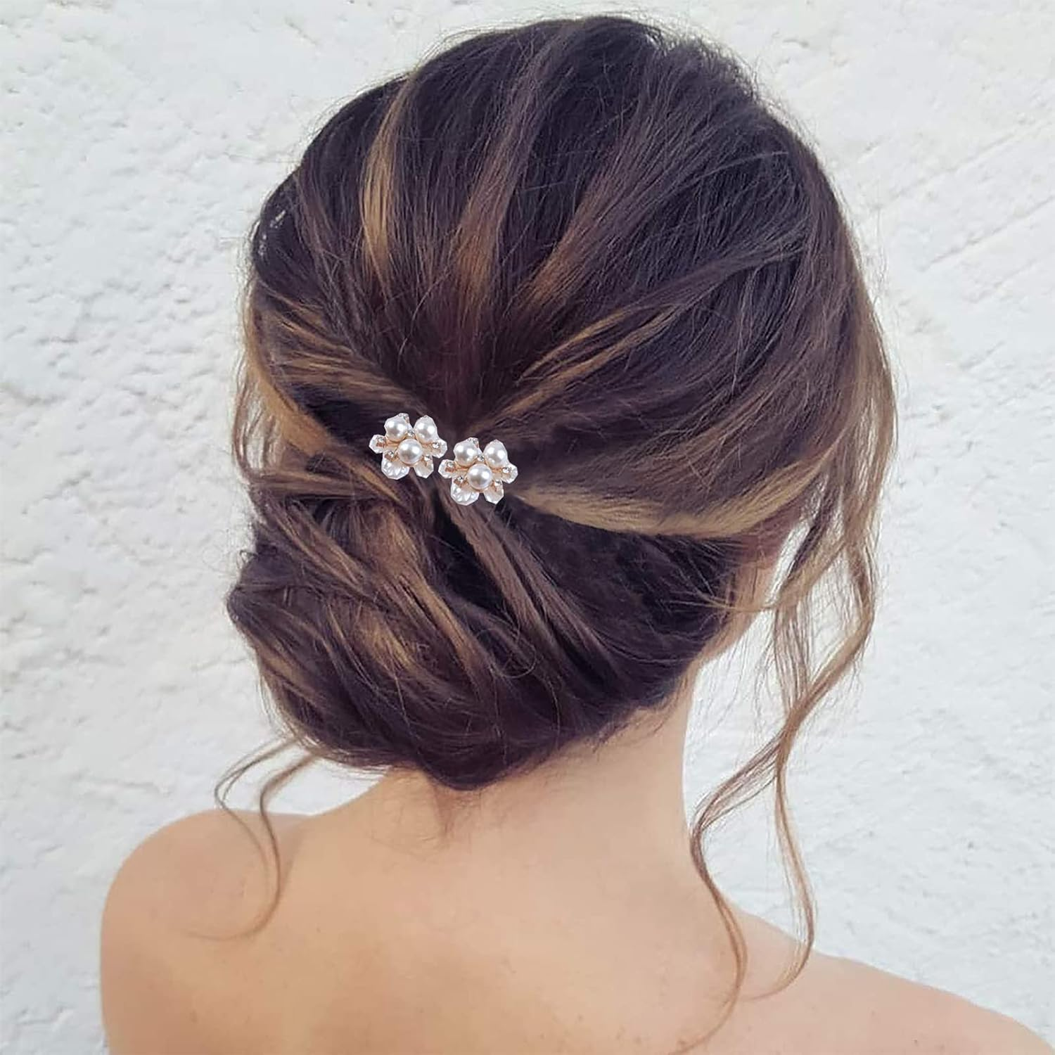 Yheakne Pearl Crystal Wedding Hair Pins Gold Flower Pearl Hair Pins Barrette Vintage Hair Clip Pins Decorative Bobby Pin Boho Hair Clip Bridal Hair Accessories for Women and Girls 2 Pieces (With Pearl)