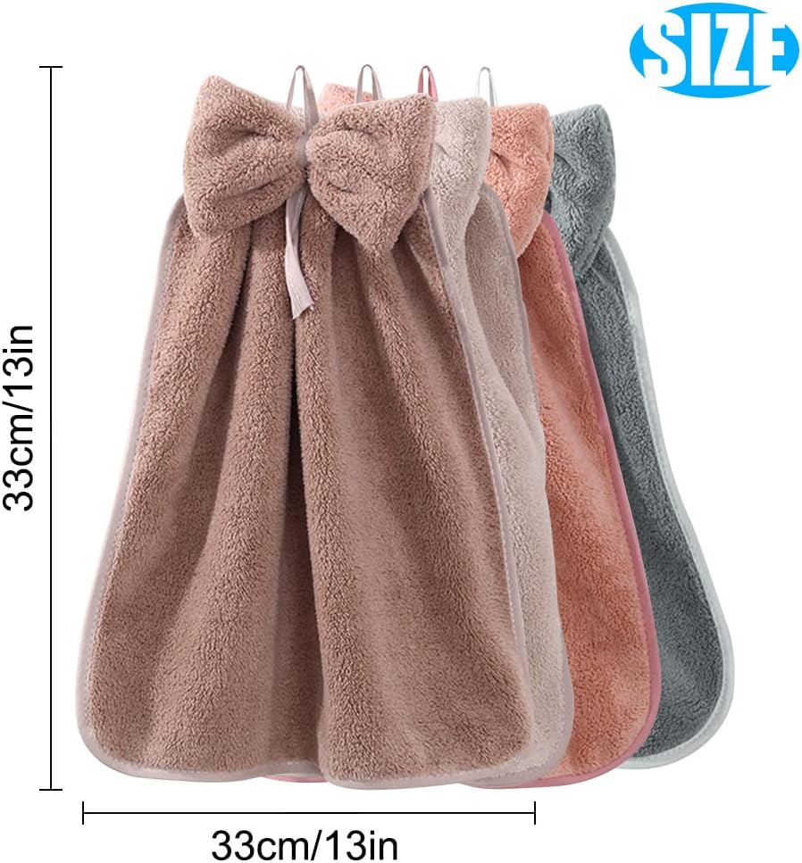 BOJVESH 4Pcs Bowknot Hanging Hand Dry Towels, Microfiber Coral Velvet Hand Towels Hanging Loop, Absorbent Super Soft Cute Hand Towels for Kitchen Bathroom Kids Adults&hellip; - 4Pcs Full Sky Star image number 5