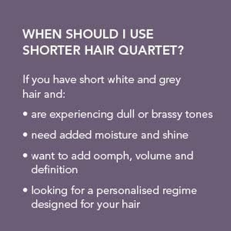 White Hot Short Hair Quartet, Brightening Hair Care Regime with Texturising Styling Cream for Shorter White & Grey Hair, Purple Shampoo