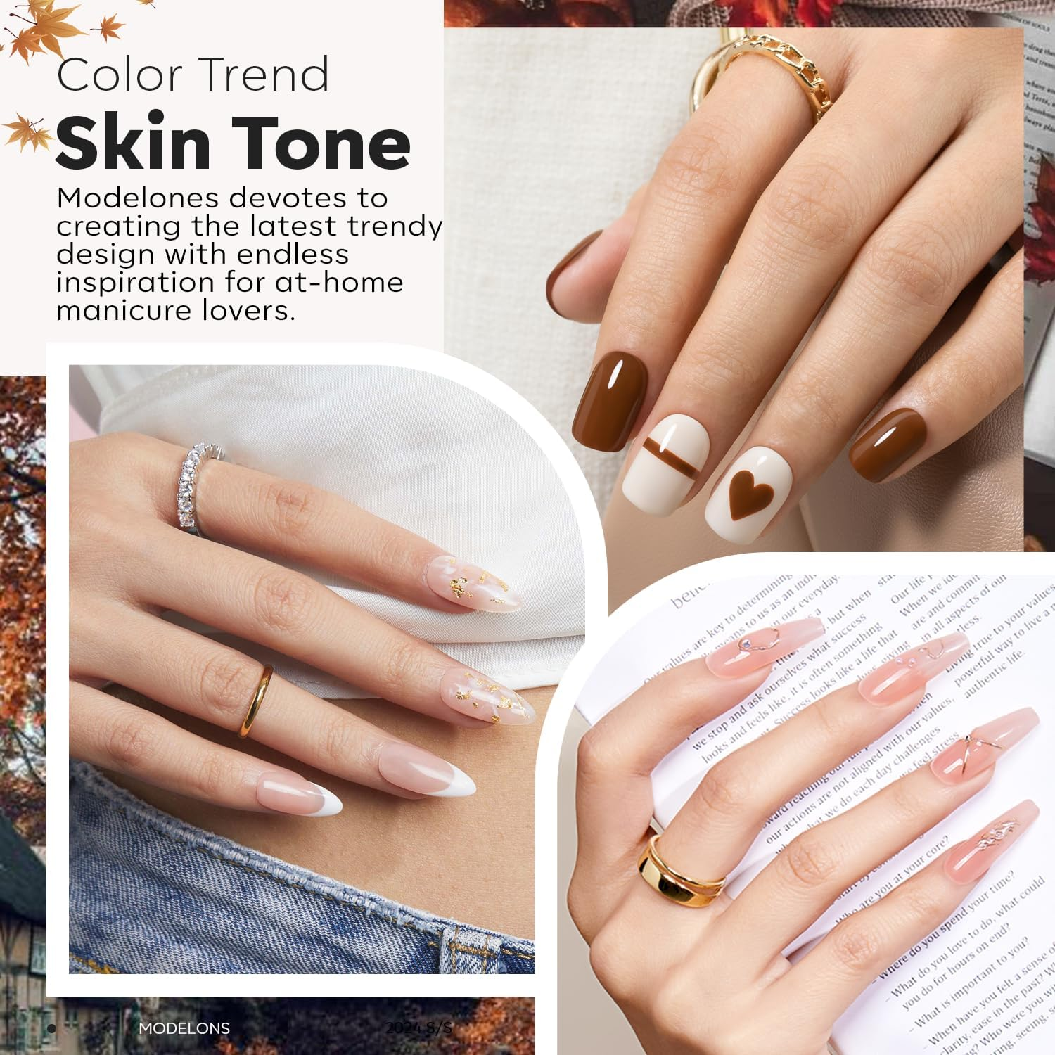 Modelones Builder Nail Gel Set, 6 Colors 8-In-One, Jelly Nude Brown Hard Builder Base Gel in a Bottle Nails Polish Strengthener Extension LED Nail Lamp Cured Color image number 5