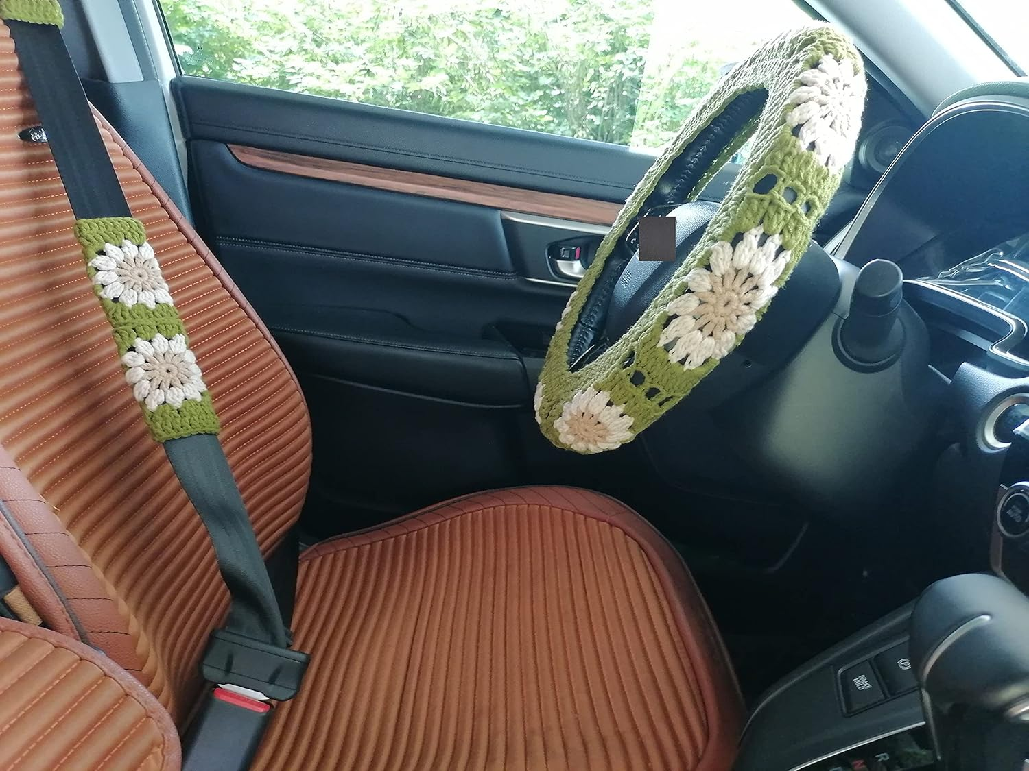 Handmade Crochet Sunflower Crochet Steering Wheel Cover for Women Girl
