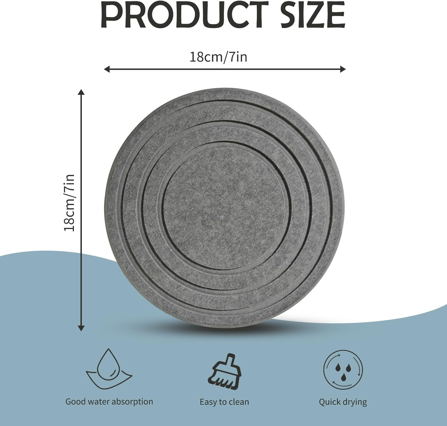 4 Pack Quick Dry Plant Saucer 7 Inch Plant Trays for Pots, Quick Dry Flower Pot Saucers Diatomaceous Earth Tray, Plant Water Catcher Tray Saucers for Potted Plants (Gray) image number 6