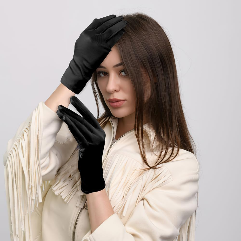 Satin Silk Opera Gloves for Women - Formal Dress Party Wedding Dance Princess Adult Evening Party 1920S,Halloween Opera Cosplay Costume image number 3