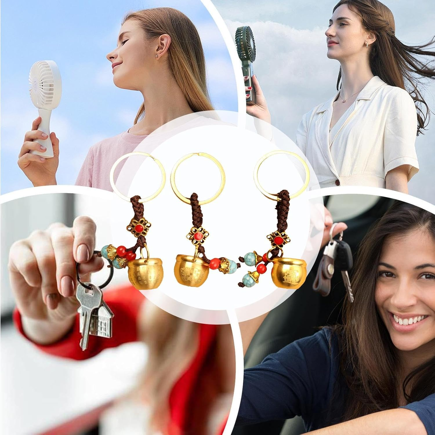 Jvjggag Vintage Keychain - Retro Brass Keyring Charm | Antique Style Brass Accessory with Classic Finish, Decorative Pendant in Backpack Wallet Car Keys Present for Children and Adult image number 3