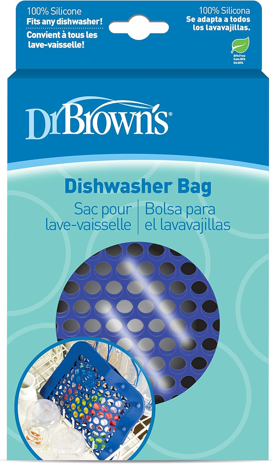 Dr. Brown'S Silicone Baby Bottle and Pacifier Dishwasher Bag - Blue image number 5