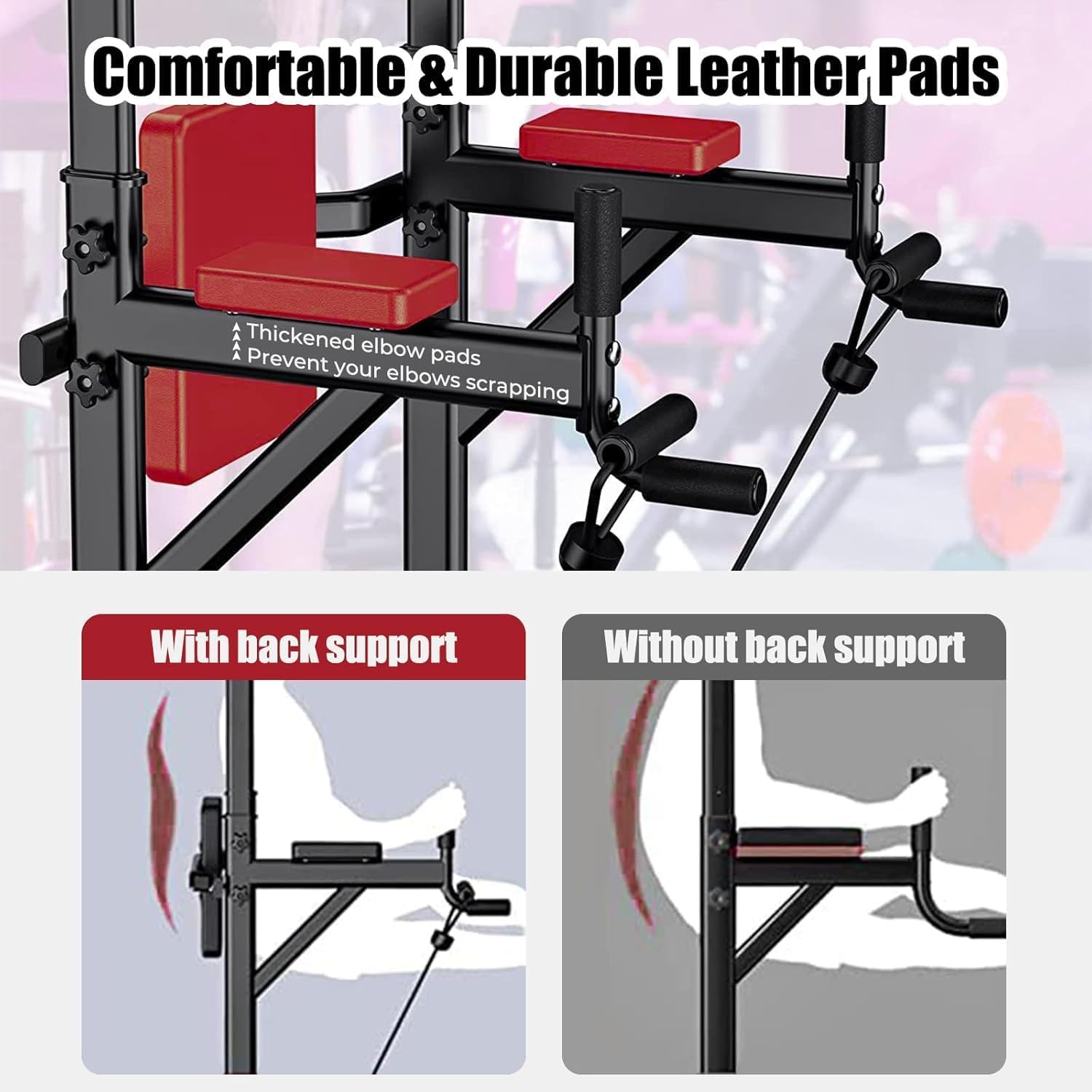 Power Tower, Dip Station Pull up Bar for Home Gym, Adjustable Height Multi Functional Home Strength Training Fitness Exercise Equipment, Simple Installation, Durable Home Fitness