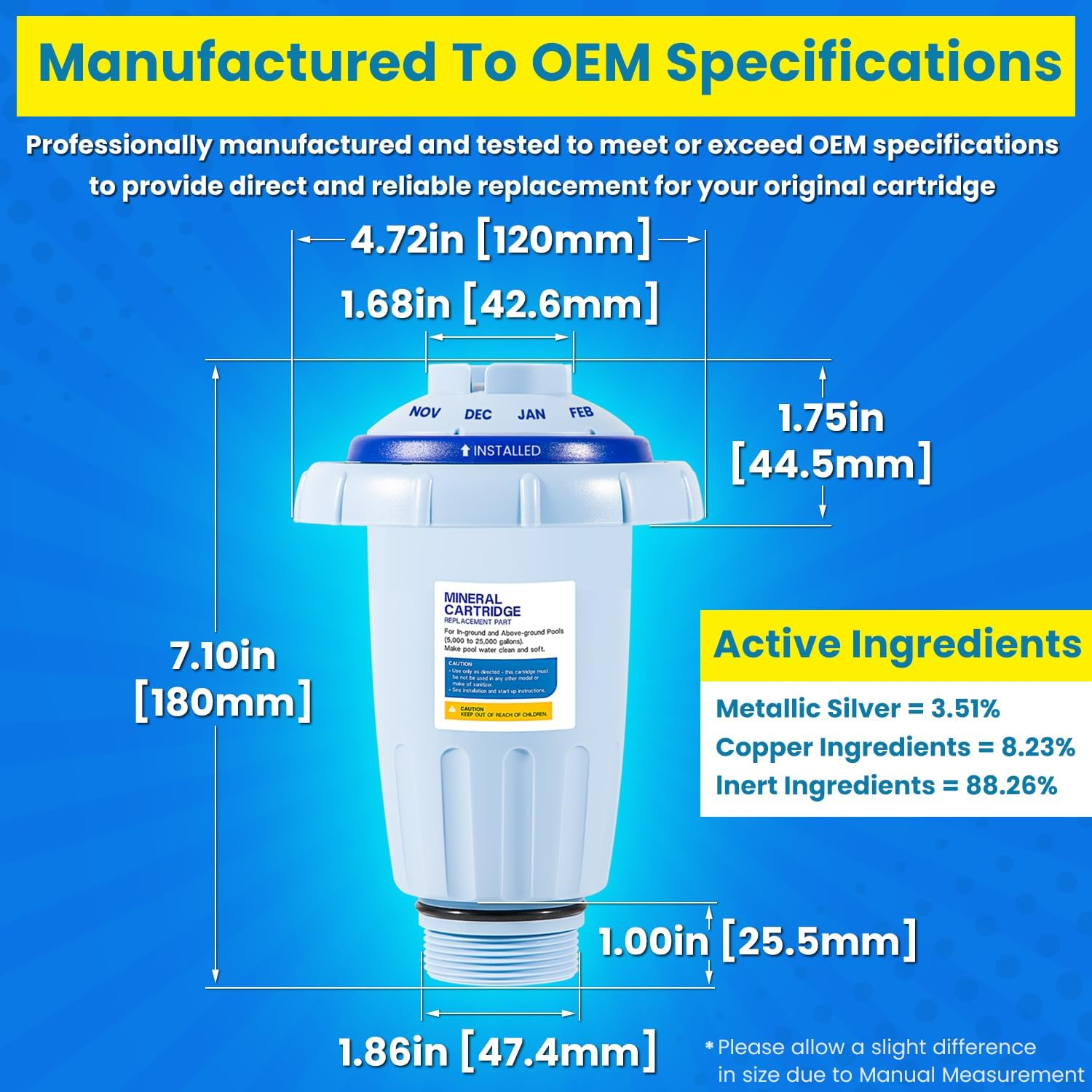 Replacement for Zodiac Nature2 Express Mineral Cartridge W28175 W26775 Vessel System W20176 W20171 W20086 W20080 In-Ground & Above-Ground Swimming Pools up to 30,000 Gallons New Upgraded image number 2