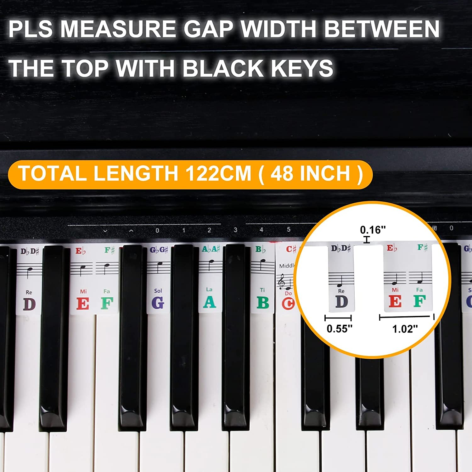 ZANZER Colorful Piano Keyboard No Need Stickers Note Guide,88-Key Silicone Guide Piano Key Music Letter Label for Full Size for Kids and Beginners, Reusable and Comes with Box (A) image number 1