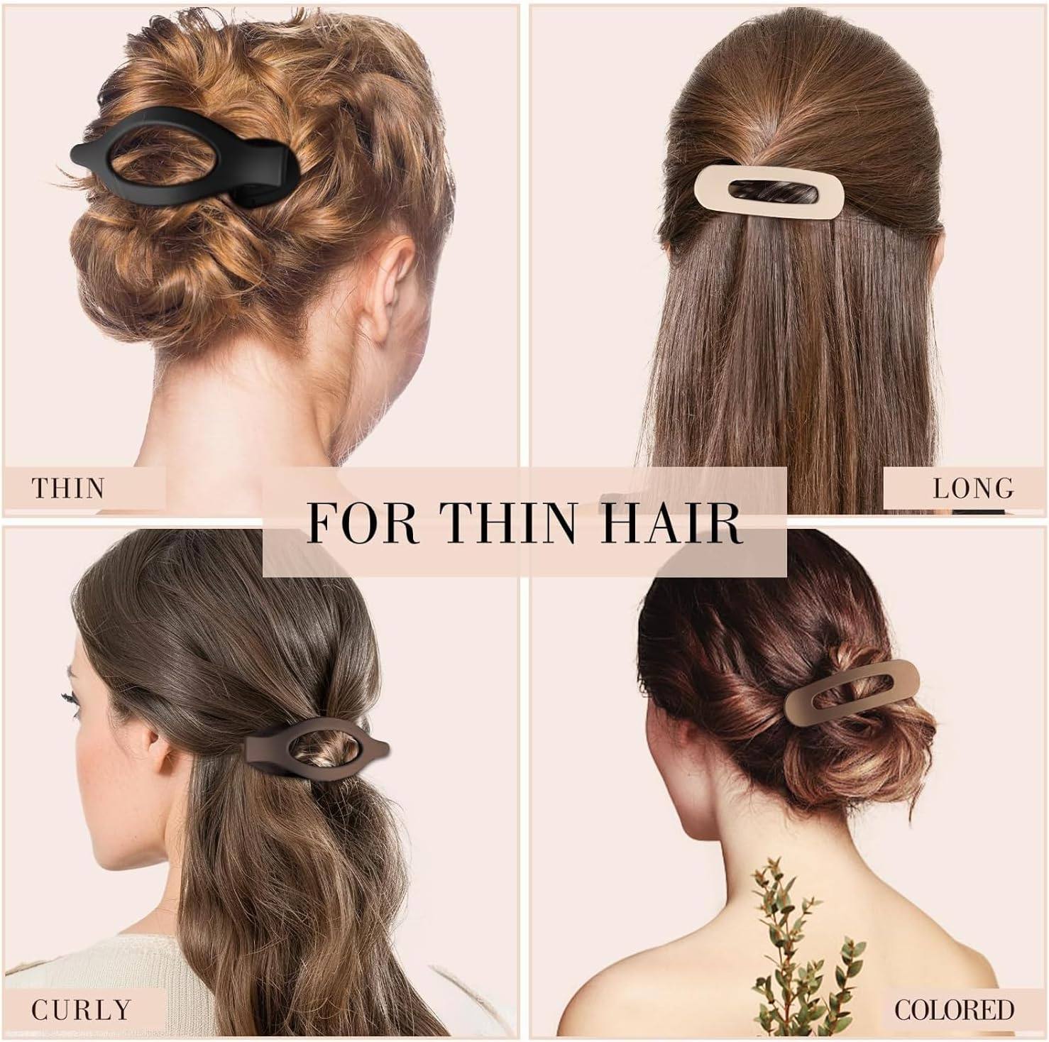 Neutral Color Flat Claw Clips, 8Pcs French Concord Flat Hair Clips,French Concord Curved Flat Hair Clips,Lay Flat Hair Claw Clips,French Concord Lay Flat Claw Clips,Flat Hair Clips for Women Girls image number 4