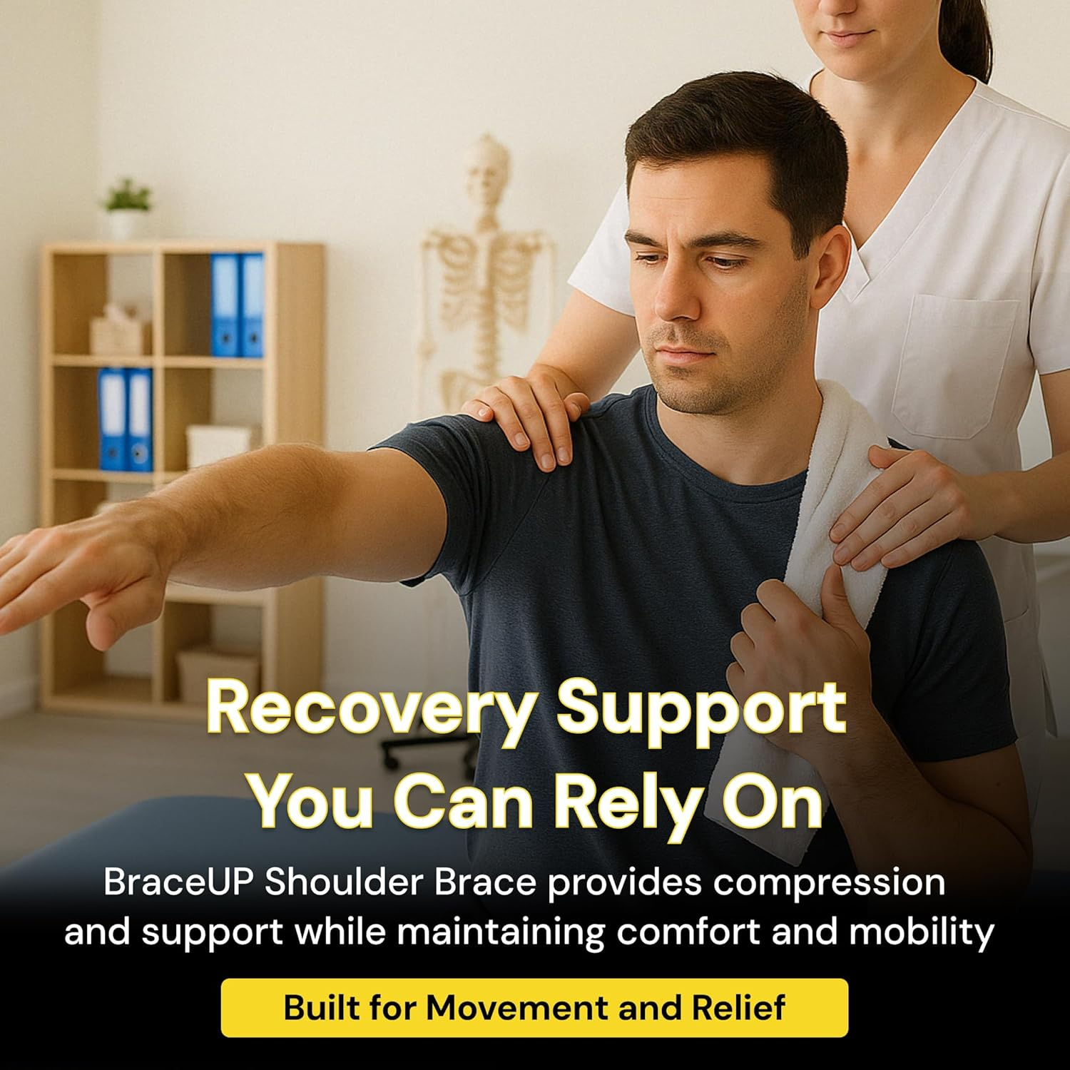 Braceup Shoulder Brace with Adjustable Support and Ice Pad Pocket for Pain Relief, Rotator Cuff Recovery, and Injury Prevention - Ideal for Men and Women, One Size Fits Most image number 6