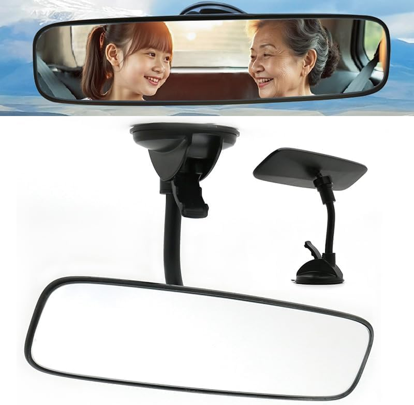 KEWAYO Car Rear View Mirror with Suction Cup, Wide Angle HD Auto inside Rearview Mirror, Adjustable Angle Reduce Blind Spots, Universal for Vehicle, Truck, SUV, Van image number 6