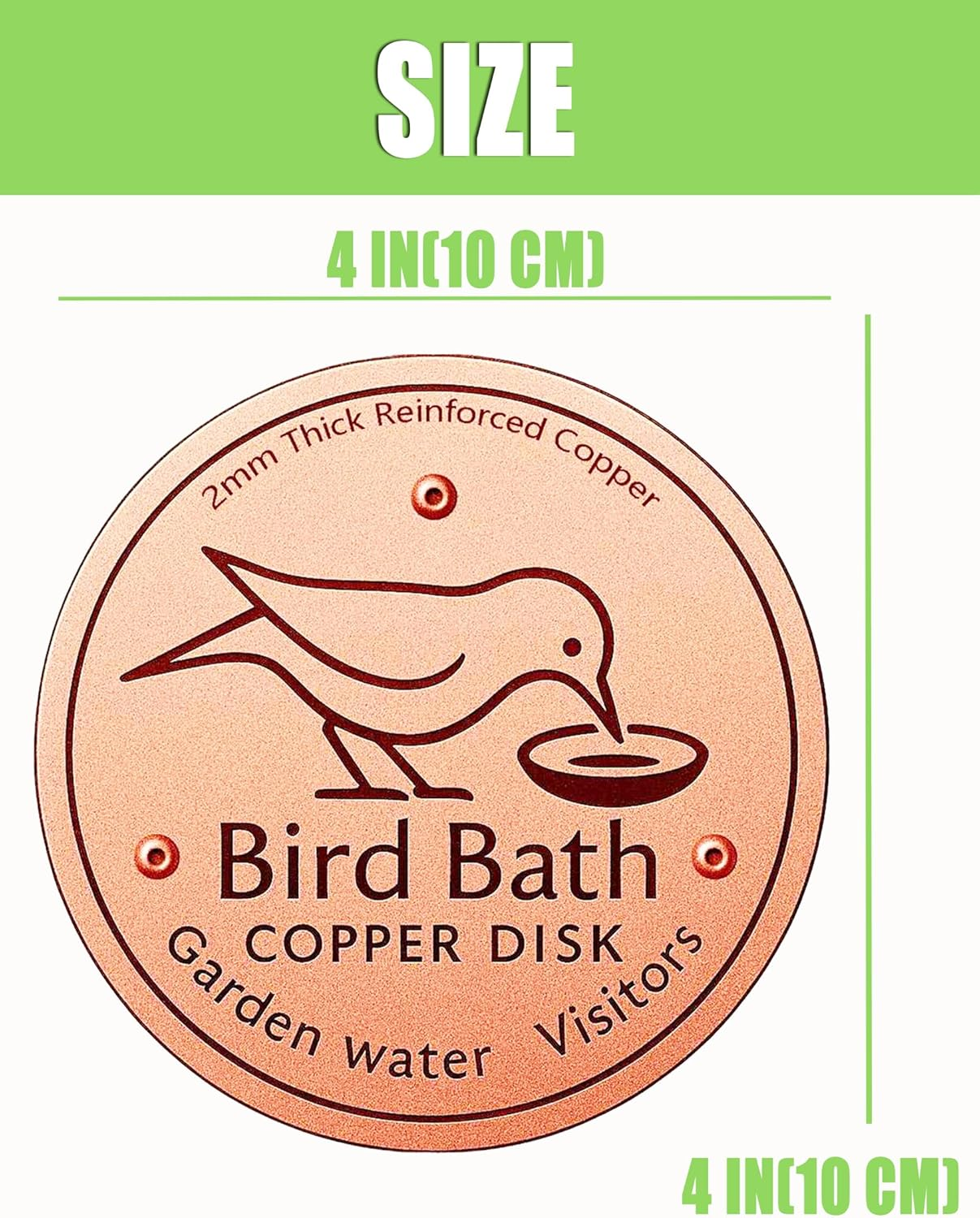 YANXIN1E 2PACKS 2025 Latest Copper Disk for Bird Bath: Copper Disc for Bird Bath Purification Plate Discs for Chicken Water Cleaning Keeps the Birdbath Clean Small Pure round Fountain Disco (2-Packs)