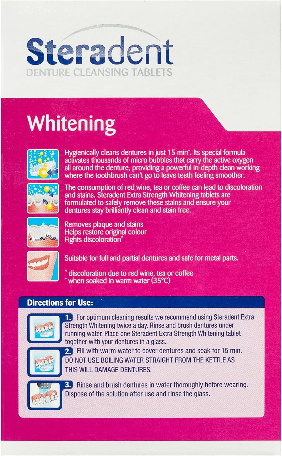 Steradent Denture Cleaning Tablets Extra Strength Intensive Whitening (Count of 30)