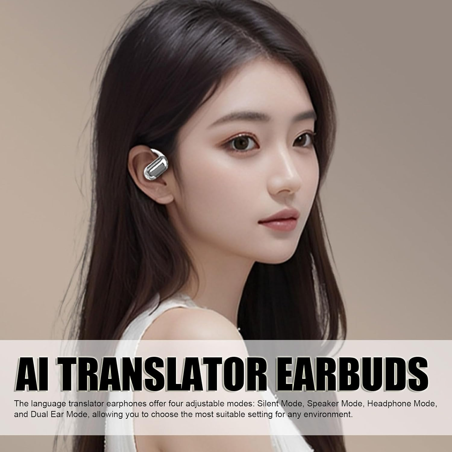 XUMIUZIY AI Translation Earbuds Real Time, Bone Conduction Buletooth Translator Earbuds with 80 Languages, Ear Hook, Noise Cancelling, 4 Translation Modes for Business Travel image number 2