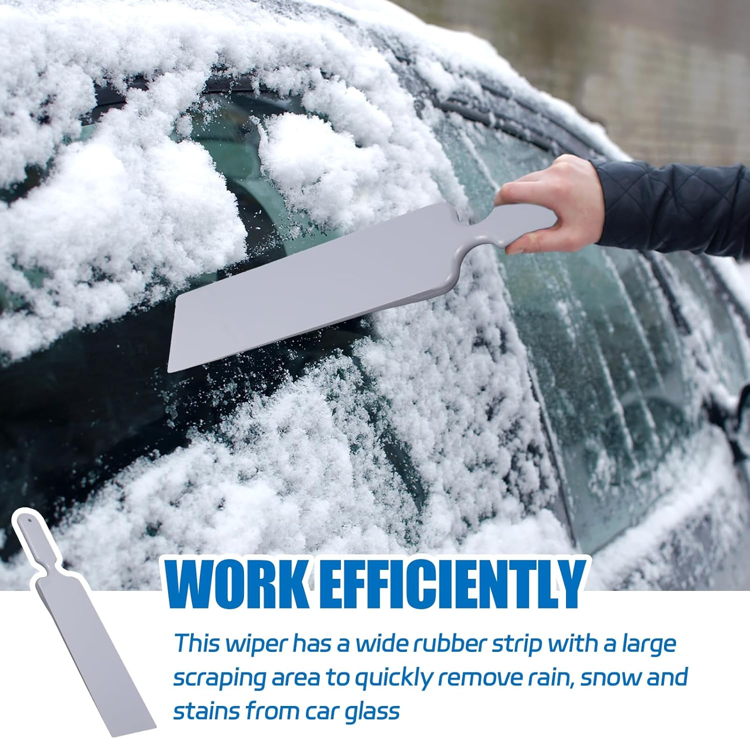 Hovom Car Bulldozer Squeegee, Long Handle Tint Tools, Scrubber Bulldozer Squeegee for Car Window Cleaning/Vinyl Wrap/Snow Frost Ice Removal, Automotive Flat Glass Tint Squeegees (1PCS: Gray) image number 1