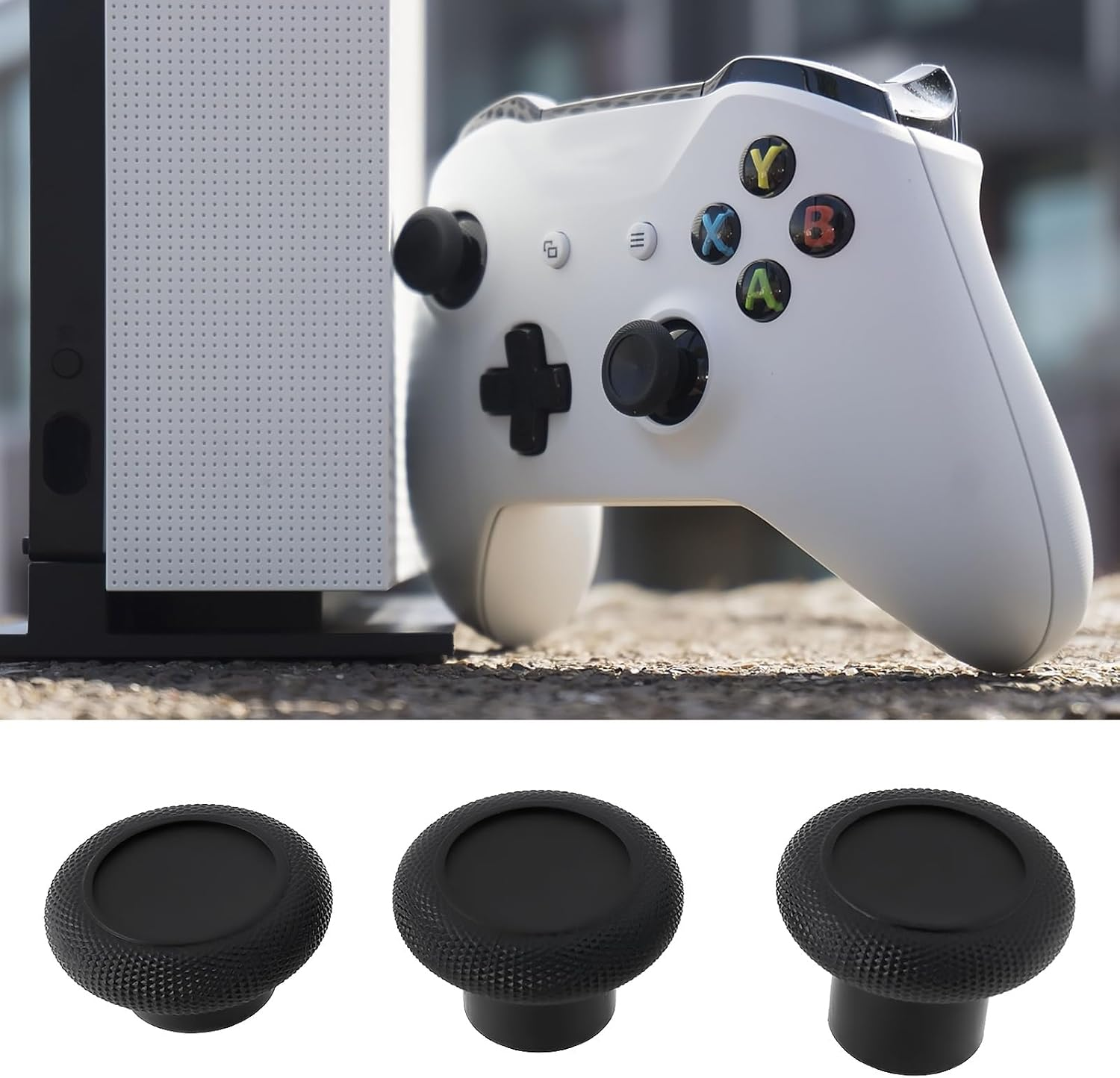 SG Store 6Pcs Game Joystick Thumb Stick Replacement Part Compatible with Xbox Controller 3D Simulation Joystick Black image number 1