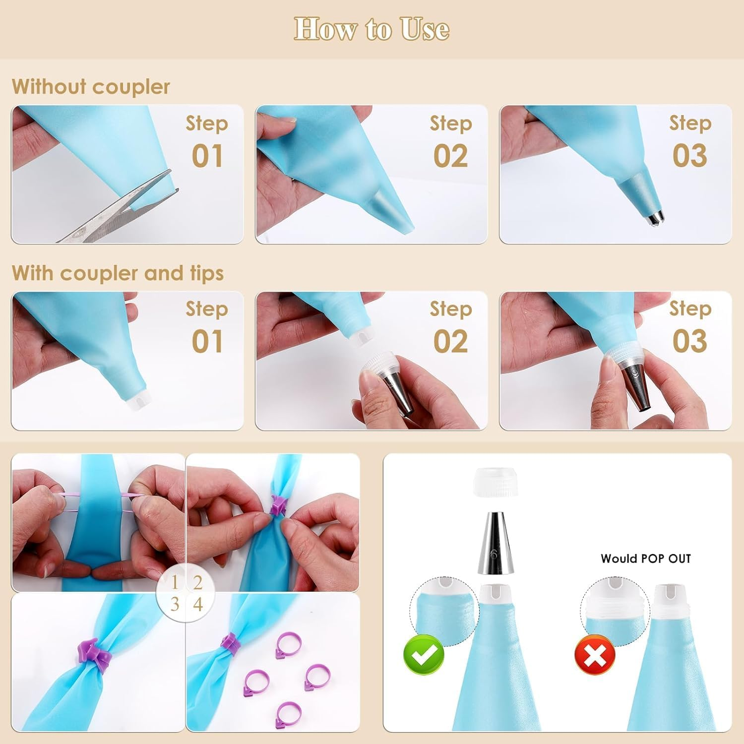 126Pcs Piping Bags & Tips Set for Beginners, Reusable Icing Nozzles & Couplers, Professional Frosting Kit for Cake, Cream, Cookie, Cupcake & DIY