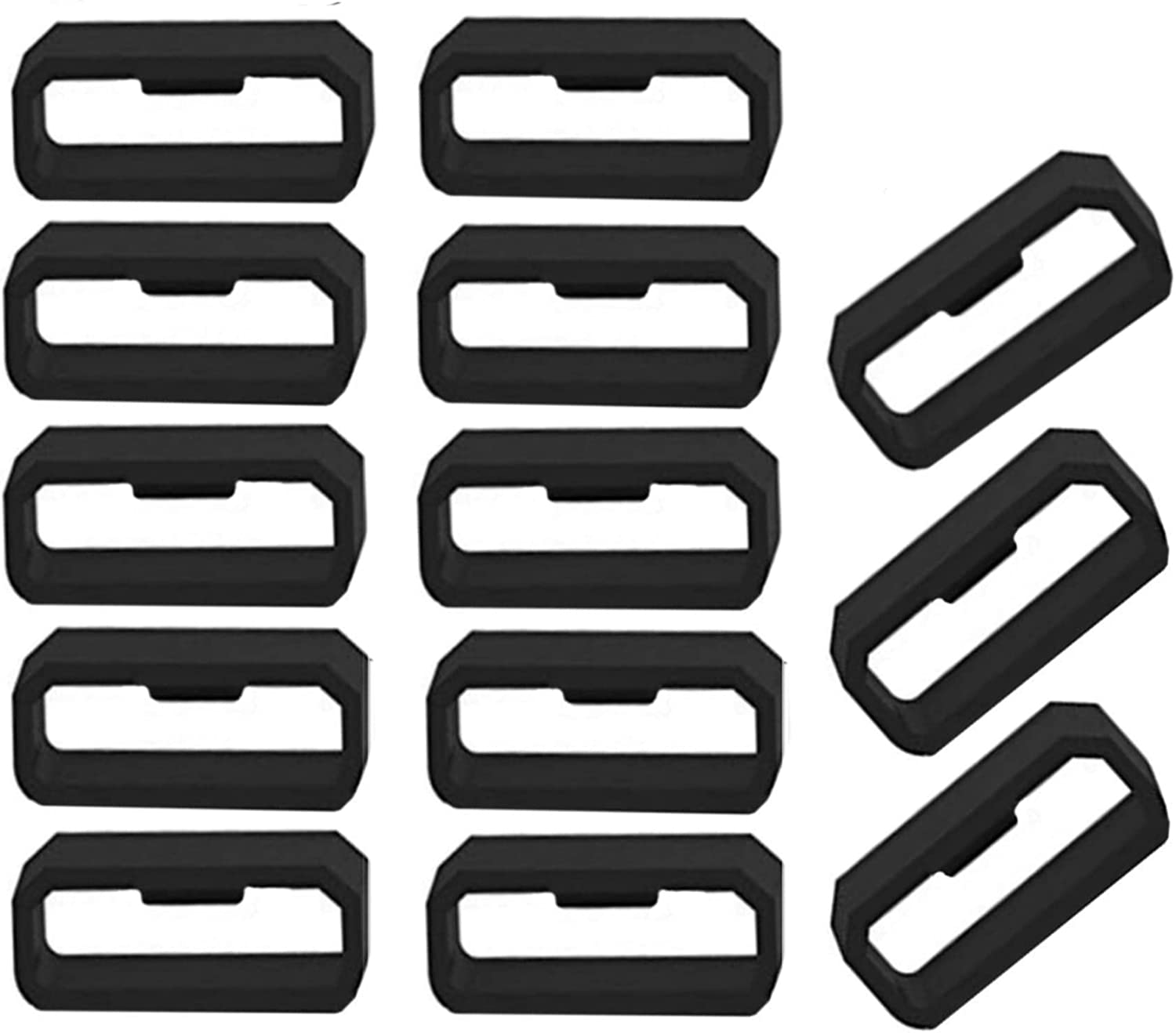 12 Pack - 22Mm Watch Band Strap Loops for Garmin, MH MOIHSING Replacement Secure Rings Compatible with Garmin Forerunner 945/935/630/235/735Xt/Fenix 5 Band,Silicone Fastener Ring Holder Loops, Black image number 3