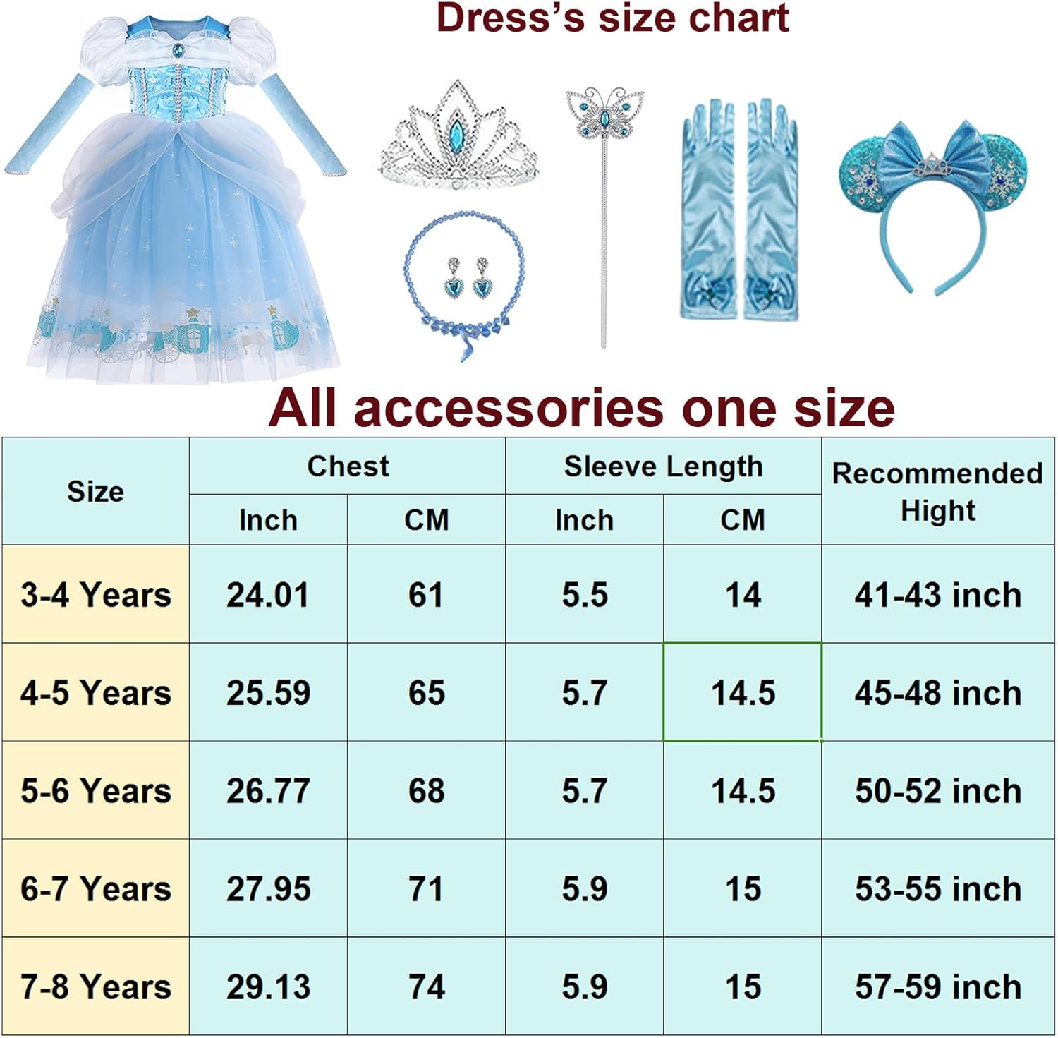 Princess Dresses for Girls Little Kids Blue Princess Costume Cosplay Outfit Birthday Halloween Prom Party Dress Up image number 2