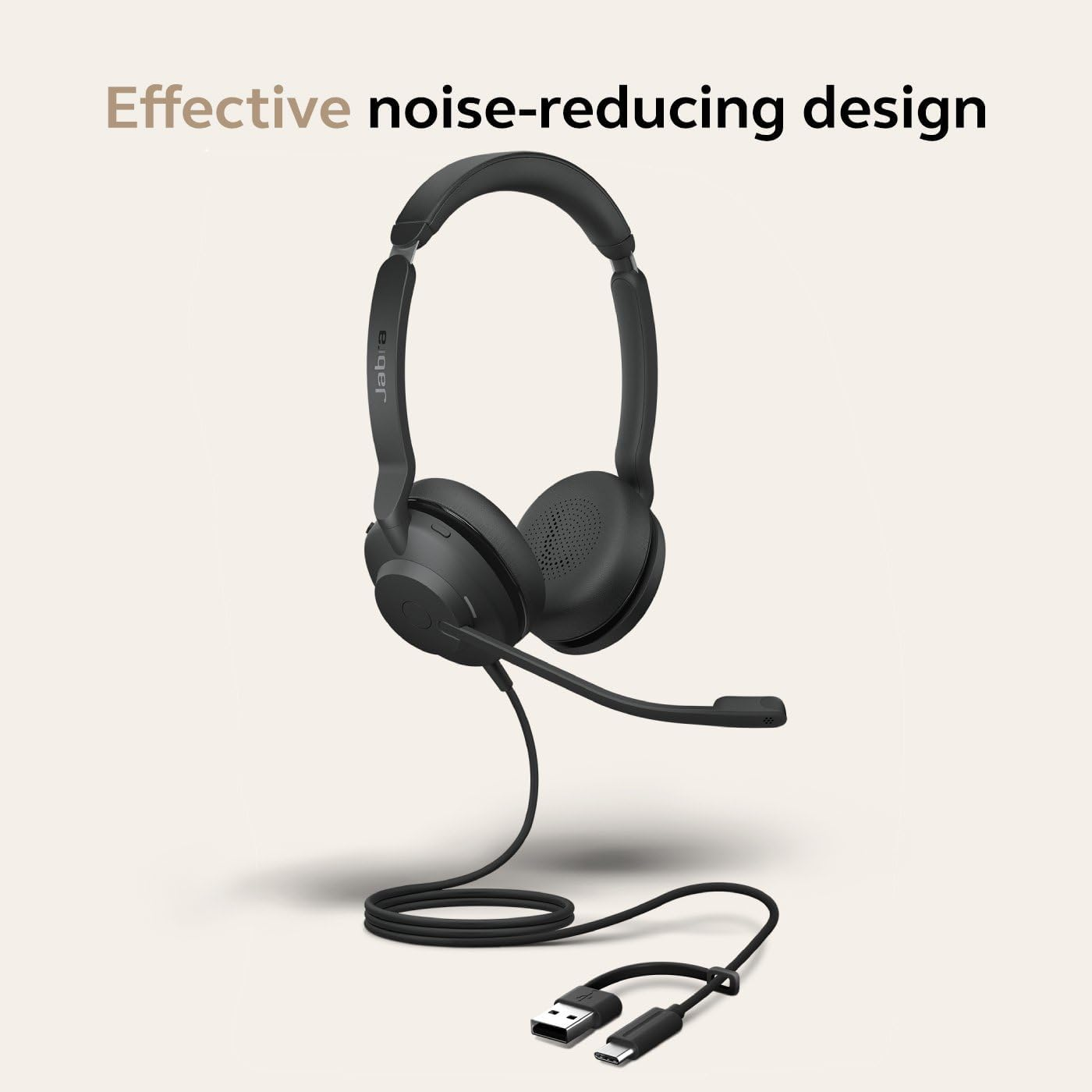Jabra Evolve2 30 SE Wired Stereo Headset - Advanced ANC in Microphone - Noise Cancelling Headphones with Mic - on Ear Professional Audio - Dual Mic'S - UC Certified - Latest USB C + a 4 PC & Mac image number 5