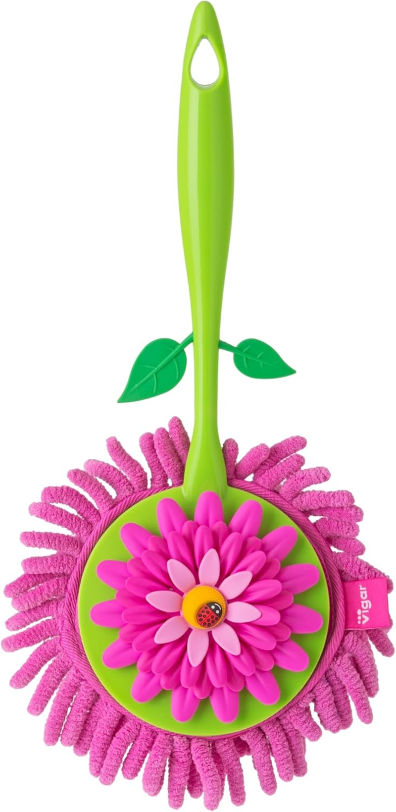 Vigar Flower Power round Microfibre Duster, Pink image number 4
