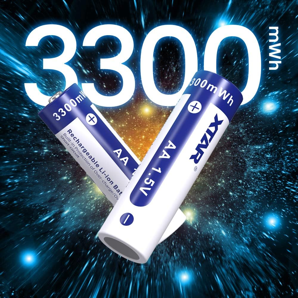 XTAR 1.5V 4-Pack AA Rechargeable Battery,3300Mwh Lithium Rechargeable Batteries High Capacity 1000 Cycles image number 4