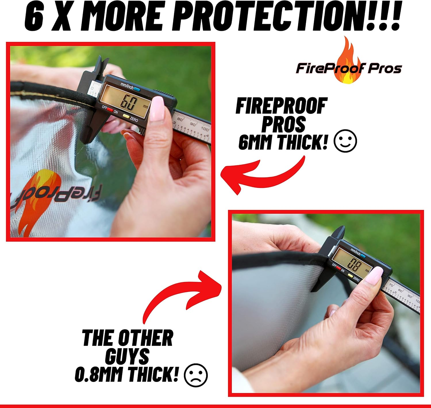 Fireproof Pros 36" Fire Pit Mat for Deck, Patio, Grass and Concrete. Thick Heat Resistant Deflector Fireproof Mat/Ember Mat. Triple Layer Fire Pit Pad, Firepit Protector, BBQ Mat for Large Fire Pit image number 5