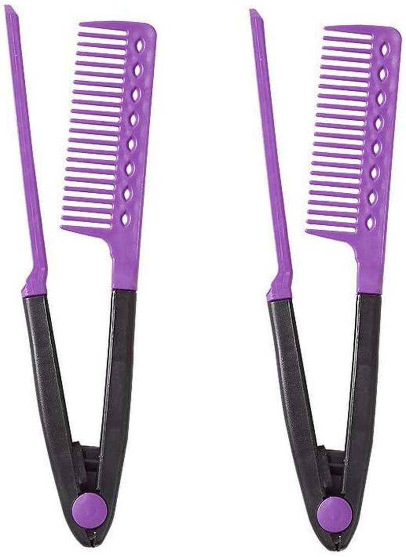 Loogujuzao 2 Pcs Straightening Combs &ndash; Detangling & Smoothing Hair Styling Comb for Firm Grip & Frizz-Free Styling (Purple) image number 2