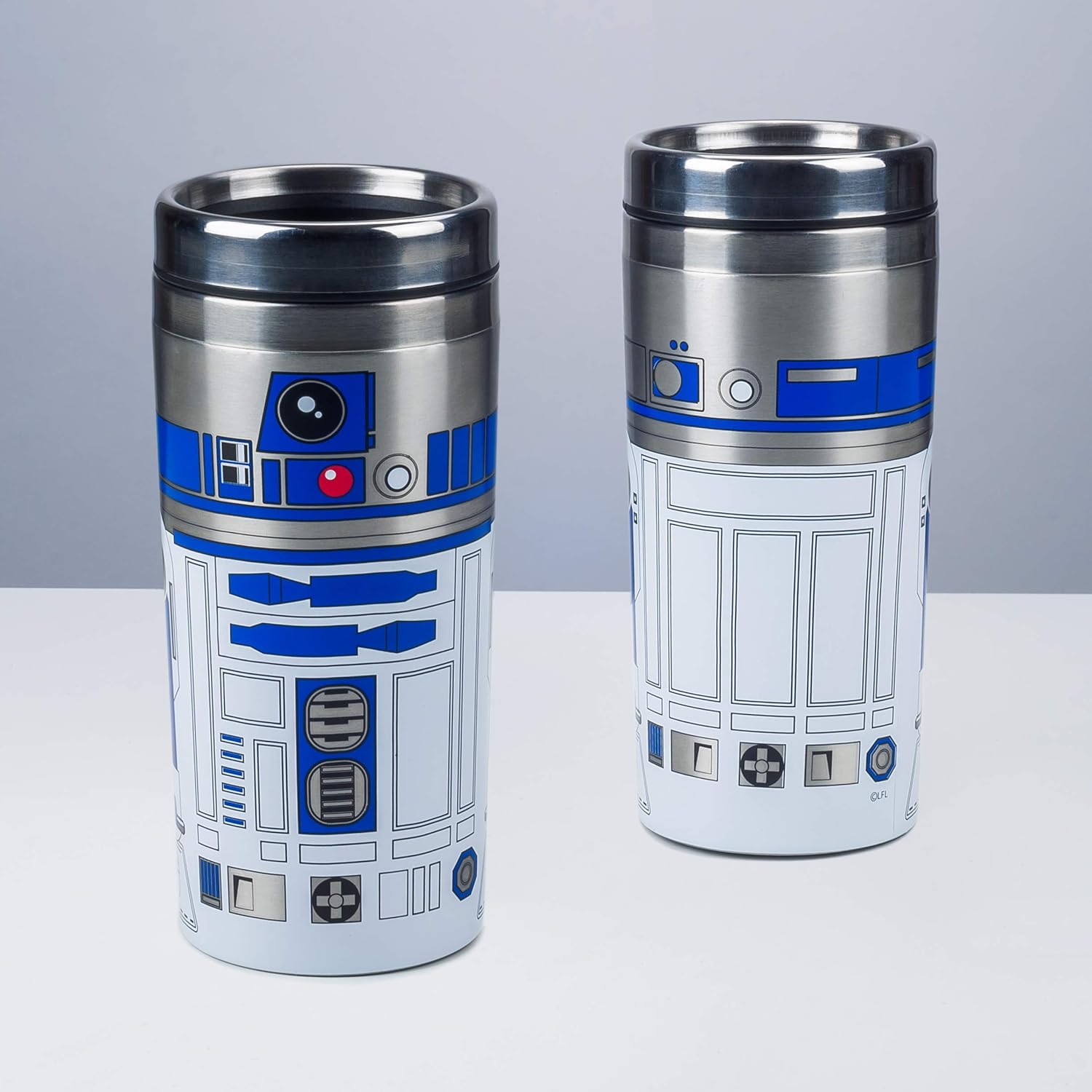 Paladone R2-D2 Travel Mug-Officially Licensed Star Wars Merchandise, Brushed Steel, Multi-Colour, 1 Count (Pack of 1) image number 1