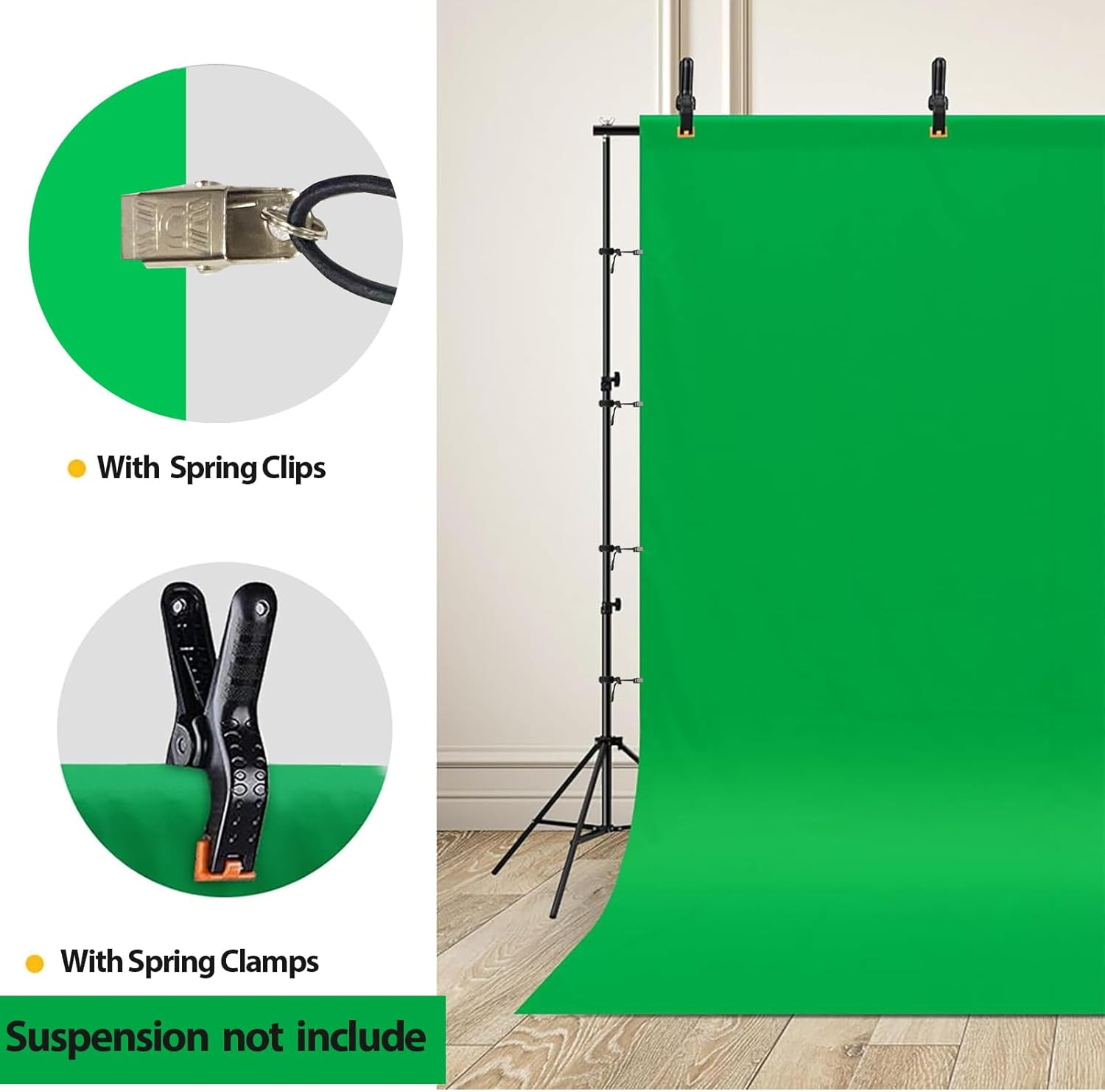 9.8 X 13.1 FT Green Screen Backdrop for Photography, Heavy Duty Backdrop Clamp Kit, Large Green Screen Pure Polyester Collapsible Green Fabric for Photoshoot, Game Live Steaming, Video Conference image number 1