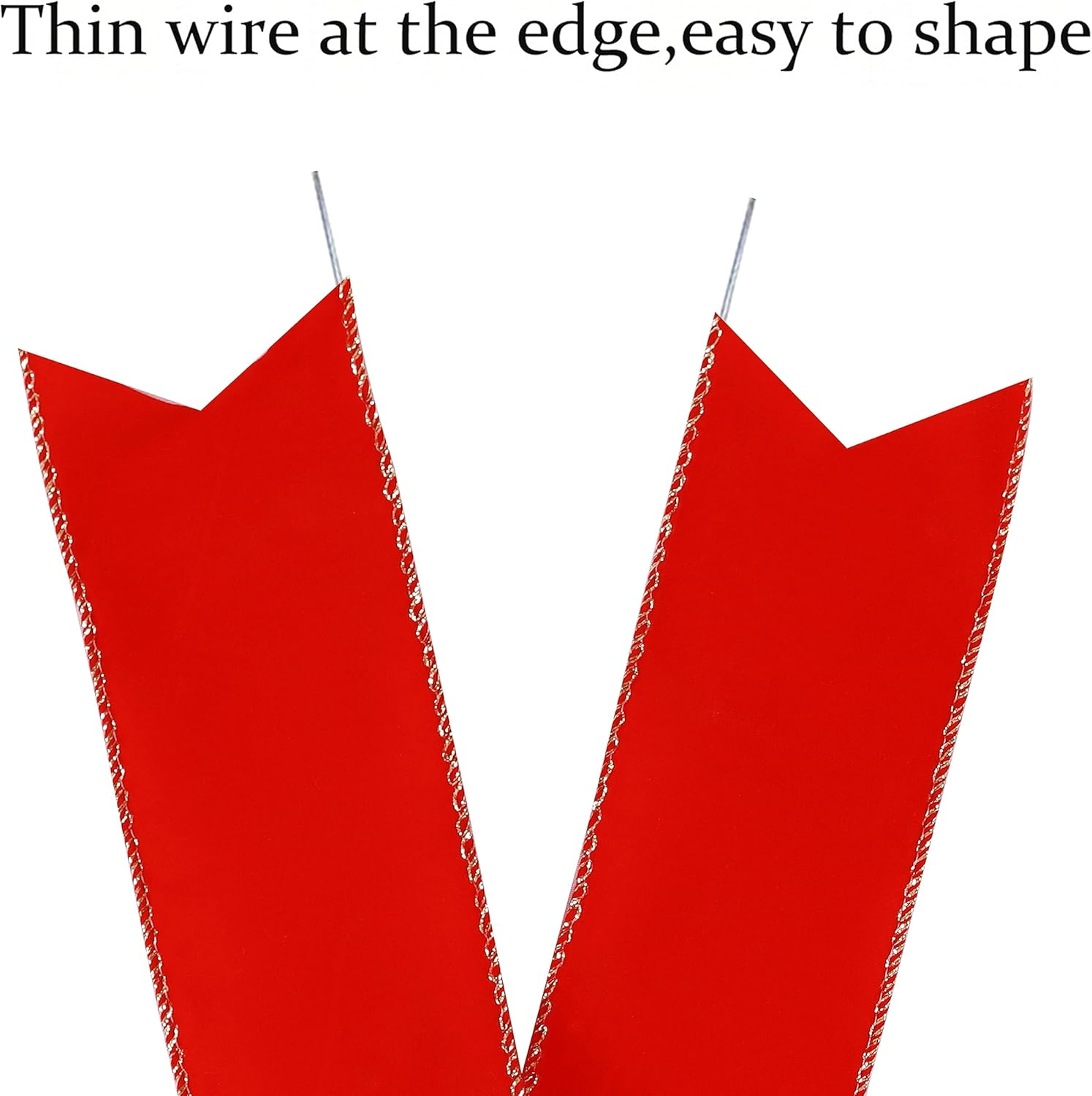 10 Pack Red Bows Christmas Tree Decorations,9&rdquo;X13&rdquo;Large Velvet Ornament Bow with Glitter Gold Edge for Xmas Home Wreath Fence Stairs Railing Fireplace Indoor Outdoor Front Door Decor image number 2